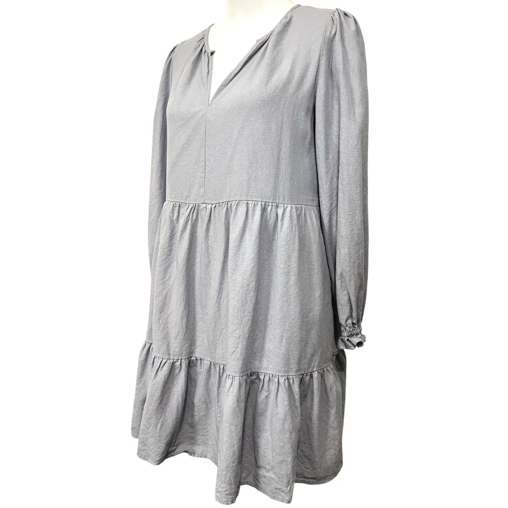 Cynthia Rowley Cynthia Rowley Dress Linen Blend Tiered Sleeveless Split Neck Women’s Sz Small Purple Knee Length Side? (Note: placeholder) Size S / US 4 / IT 40 - 3 Thumbnail