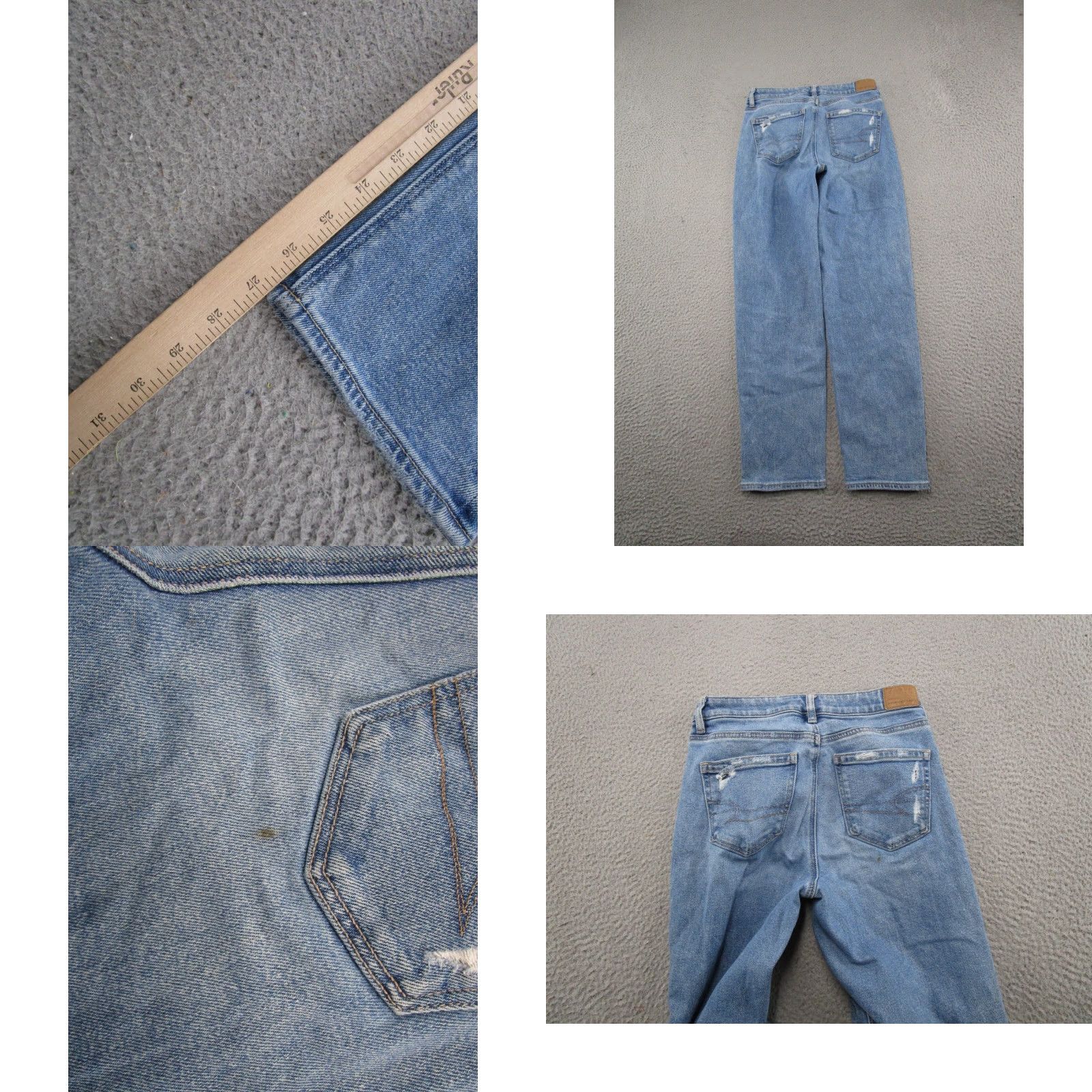 American Eagle Outfitters American Eagle Outfitters Denim Jeans Straight 4 BLUE Stretch Distressed 5-Pocket 90s Womens Regular Vintage: No Size 27" / US 4 / IT 40 - 9 Thumbnail