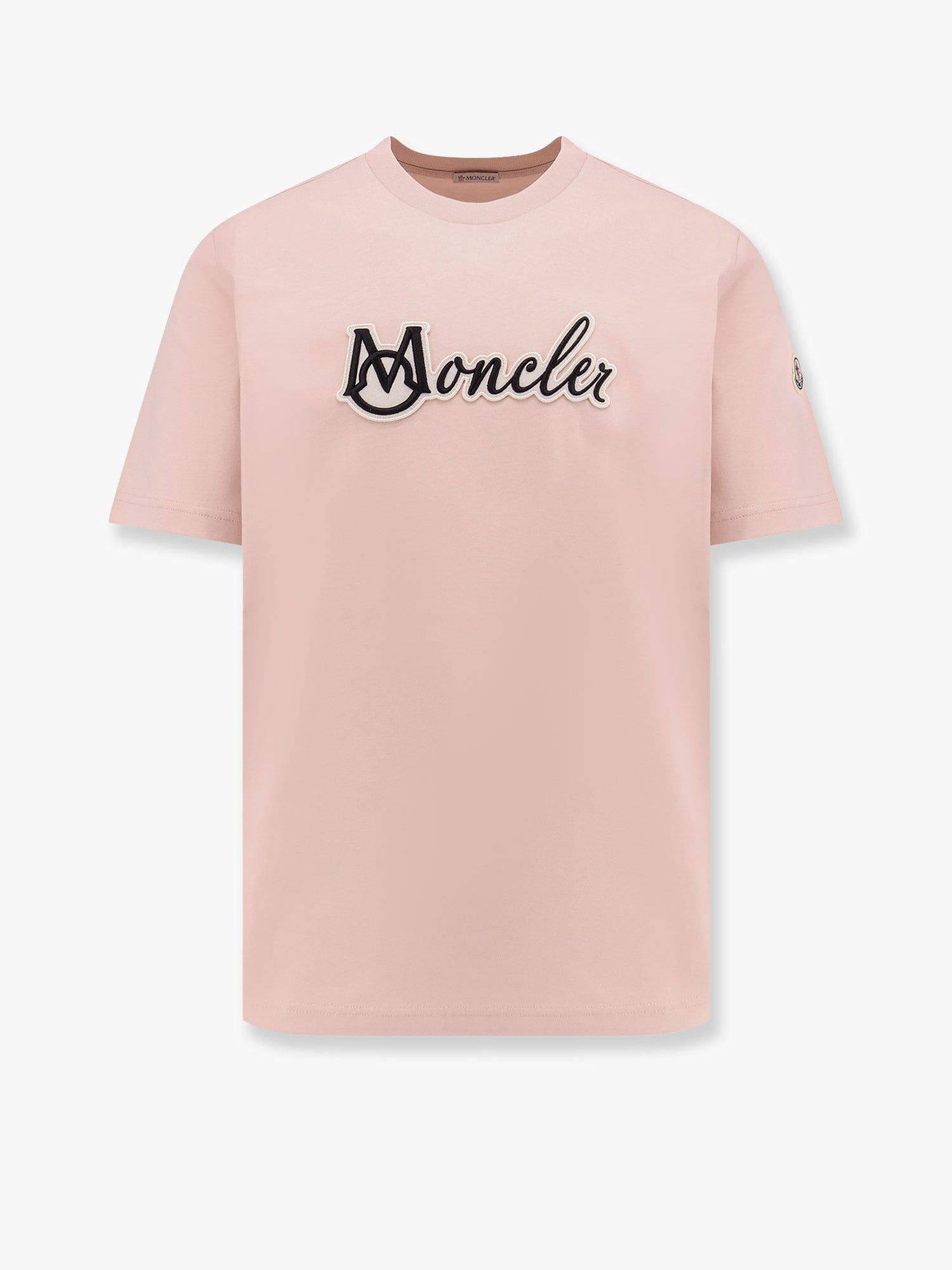 ☆MONCLER ピンク Tシャツ Sサイズ 美品☆ MONCLER ロゴ入りピンクTシャツ Sサイズ