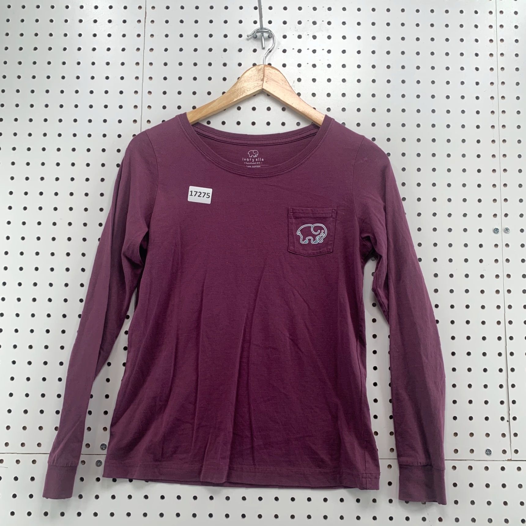 Vintage Ivory Ella Purple Long Sleeve Shirt Womans Small Pocket TEE Elephent Logo 17X22 Size S / US 4 / IT 40 - 2 Thumbnail