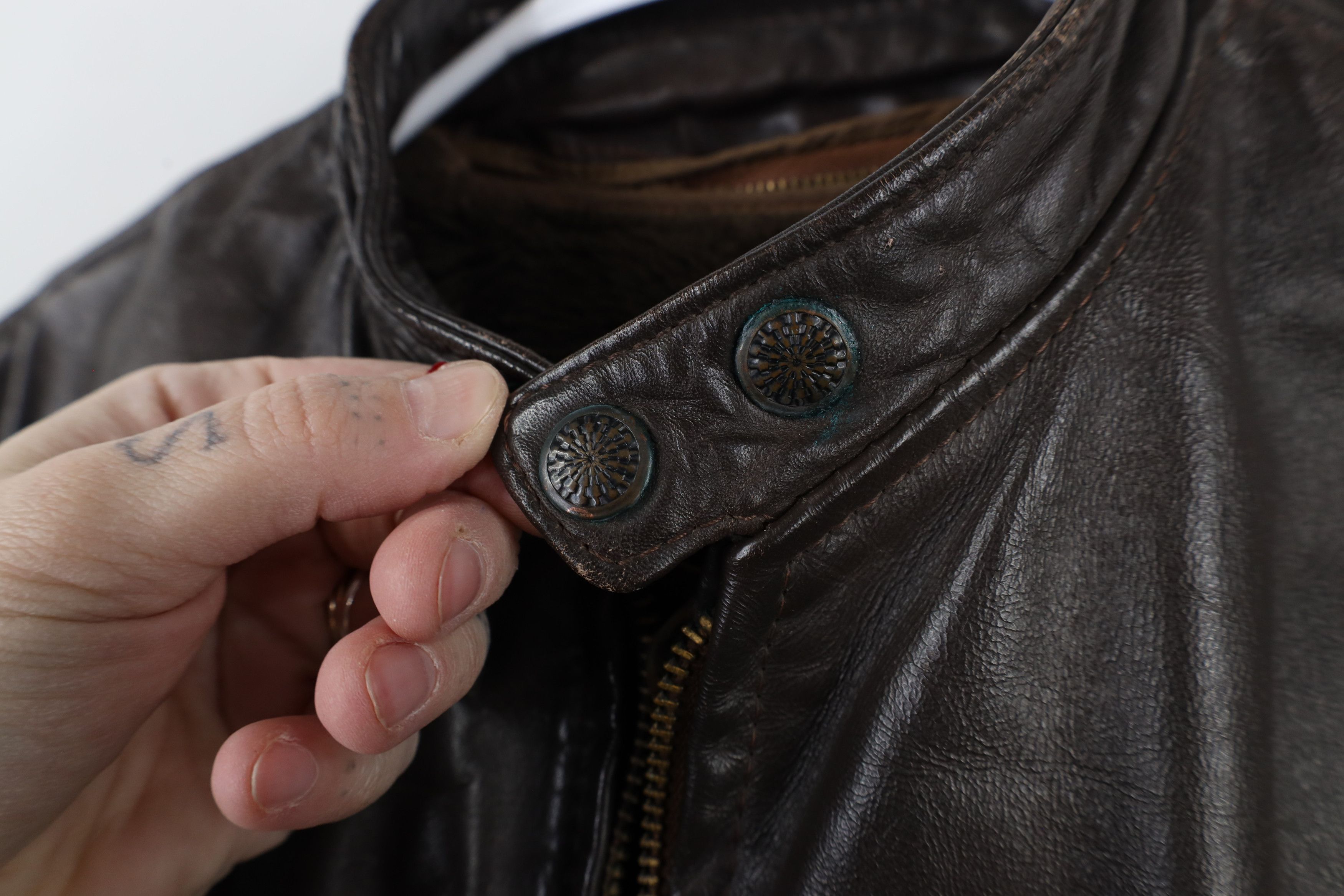 Vintage Vintage 60s Lined Leather Buckle Back Racer Jacket Brown USA Size M / US 6-8 / IT 42-44 - 9 Thumbnail