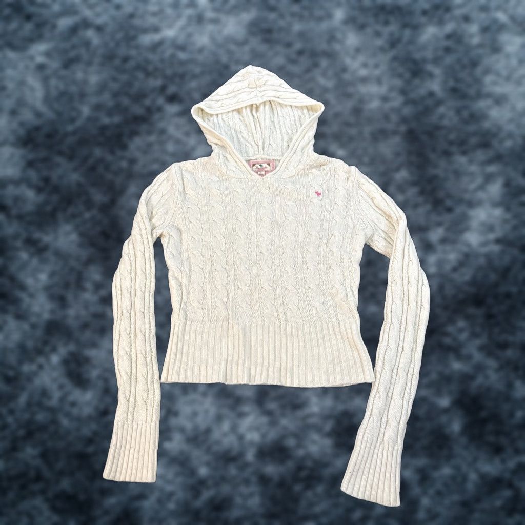 Abercrombie & Fitch VINTAGE Abercrombie & Fitch Sweater Hoodie Cable Knit Crew Neck Ivory Angora L Women 90s Pullover Size L / US 10 / IT 46 - 1 Thumbnail