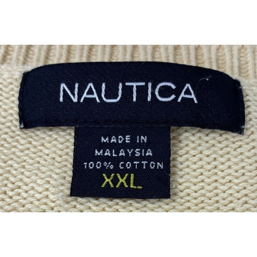 Nautica NAUTICA Knit Sweater Vest Men XXL Cream Cotton Ribbed Jumper ...