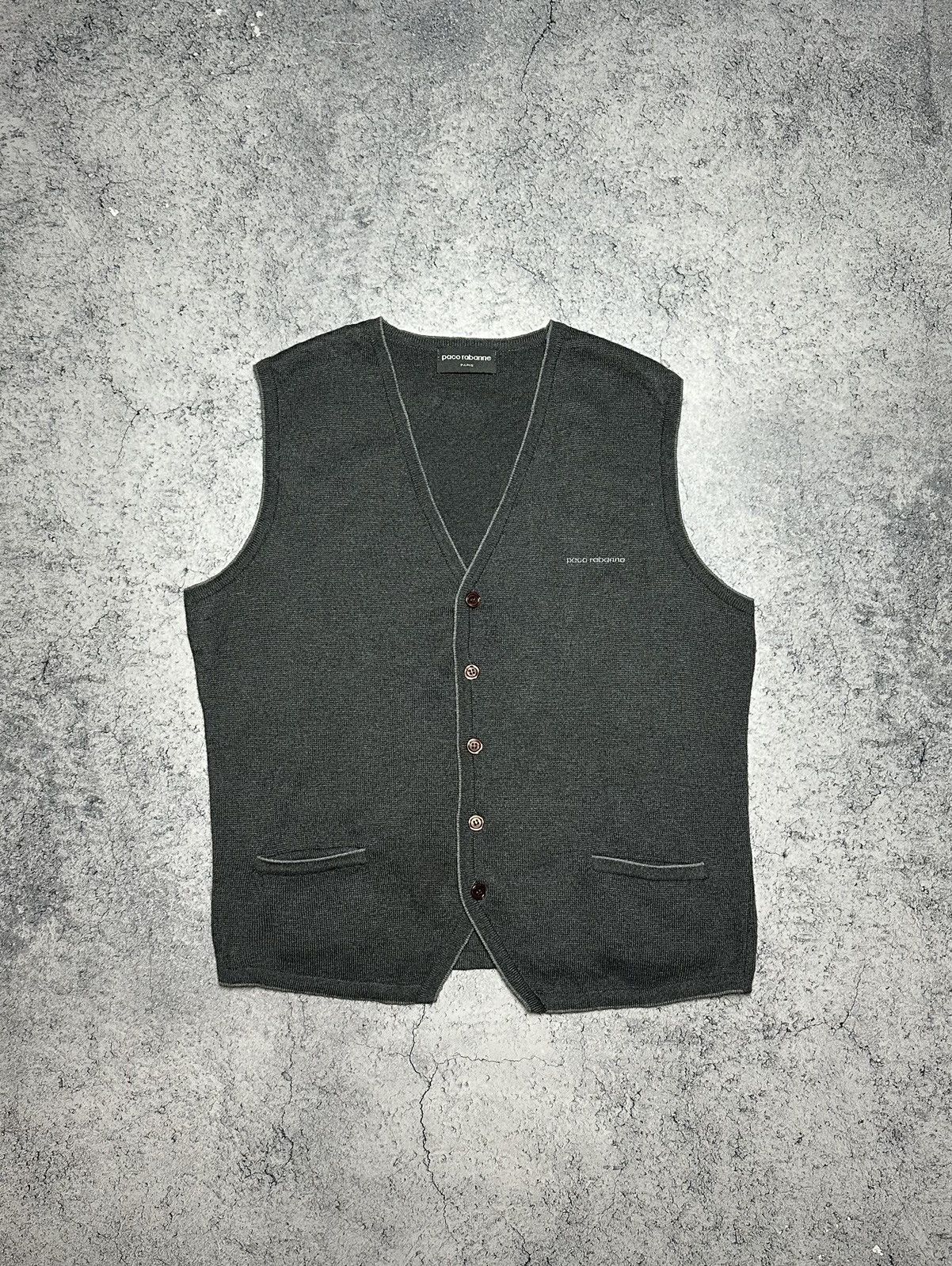 Vintage Vintage 90s Paco Rabanne Paris Wool Button Vest Size US M / EU 48-50 / 2 - 1 Thumbnail