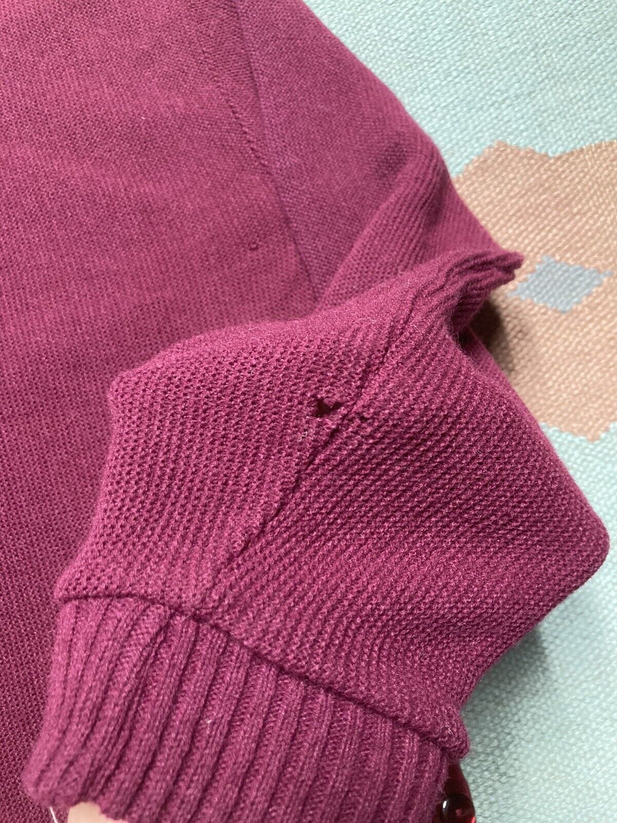 Vintage Vtg 60s cardigan sweater velour knit maroon women’s small Size S / US 4 / IT 40 - 5 Thumbnail