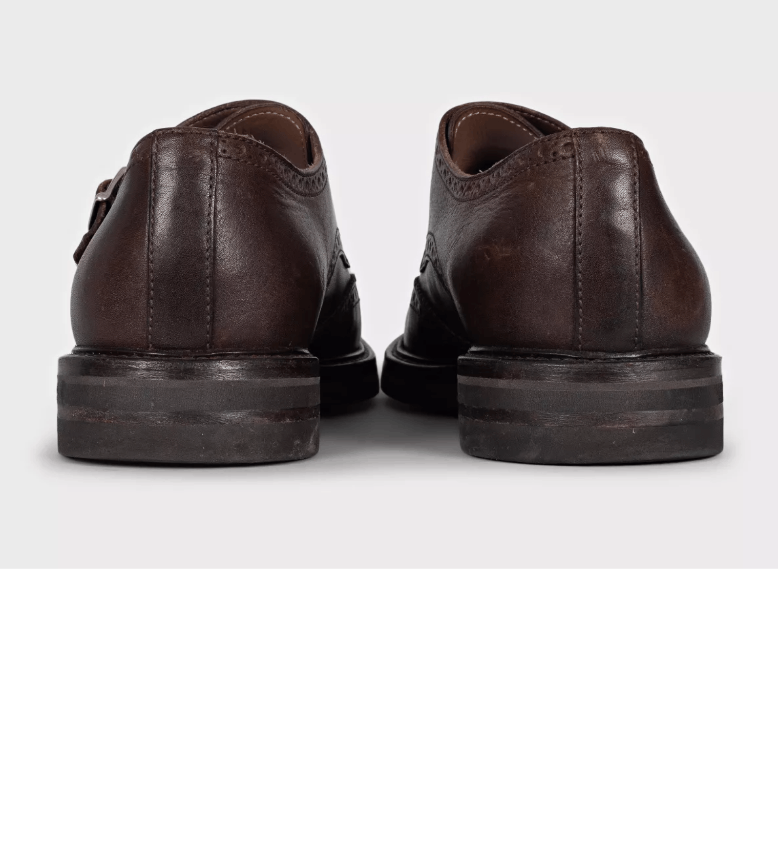 Brunello Cucinelli Brunello Cucinelli Men's Brown Leather Monk Strap Shoes Size US 9 / EU 42 - 4 Thumbnail