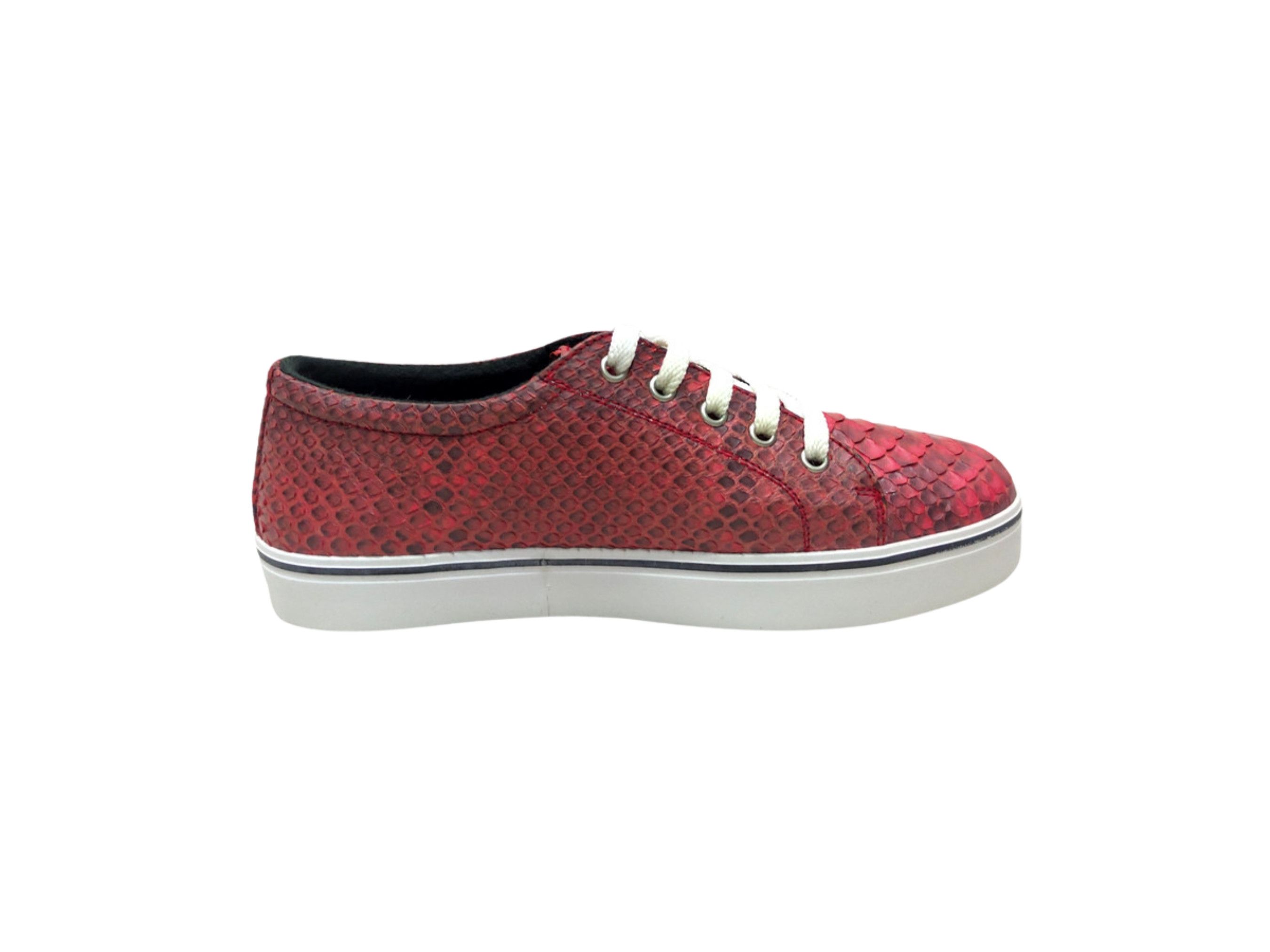 Handmade Red Snakeskin Casual Sneakers Size US 6 / EU 39 - 4 Thumbnail