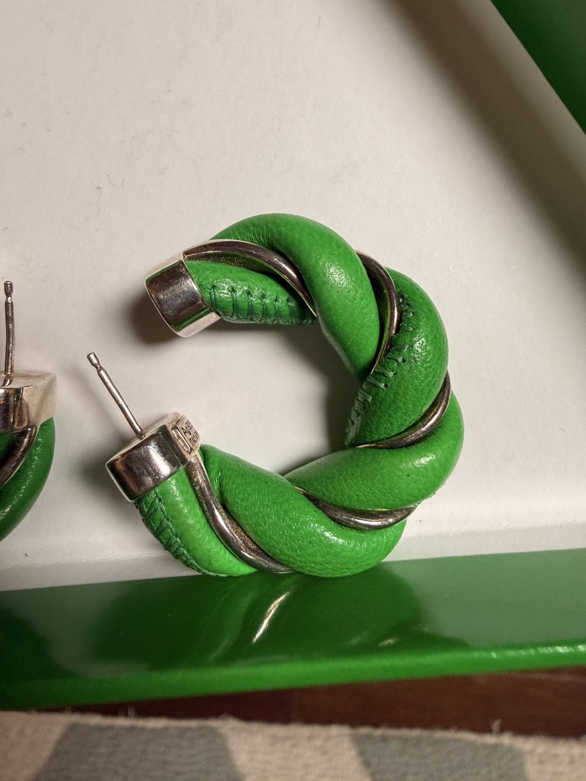 Bottega Veneta Bottega Veneta Hoop Leather Twisted Earrings Size ONE SIZE - 6 Thumbnail