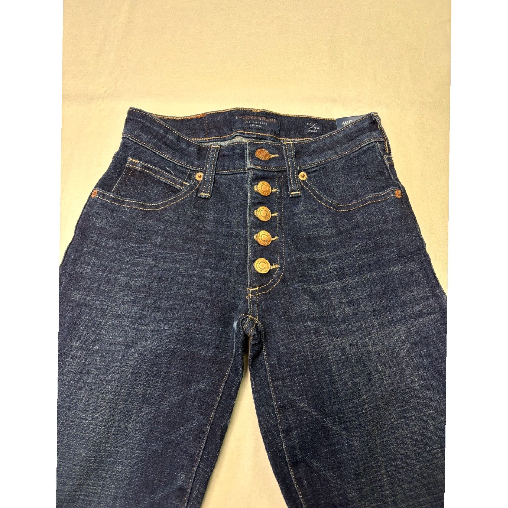 Lucky Brand Lucky Brand Ava Mid Rise Skinny Jeans Dark Wash Womens 00/24 L27 Jeans Beige? (Note: final text removed; please replace with final). Size 42" / US 20 - 2 Thumbnail