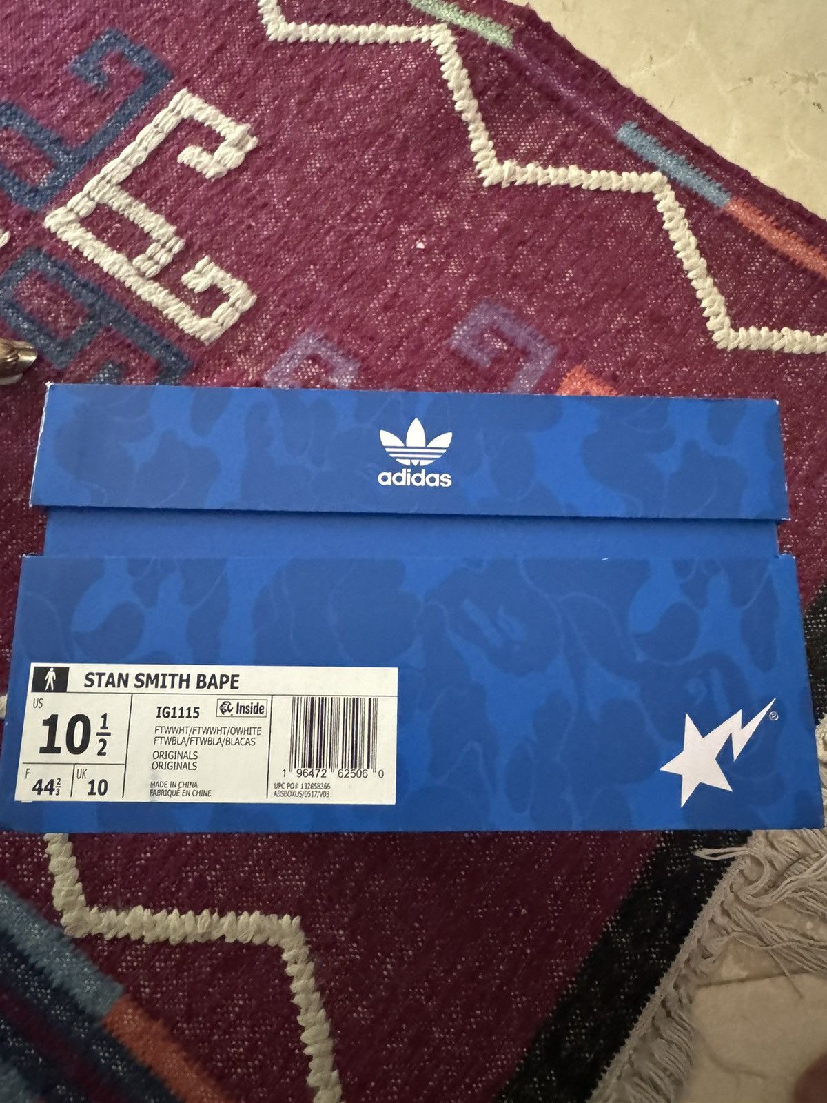 image of Adidas Stan Smith X Bape Shoes in White, Men's (Size 10.5)