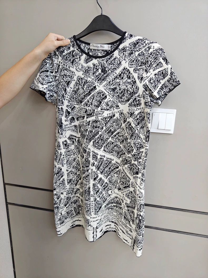 Dior Dior Paris Map Print Short Sleeve Dress - dmc Size US 30 / EU 46 - 1 Thumbnail