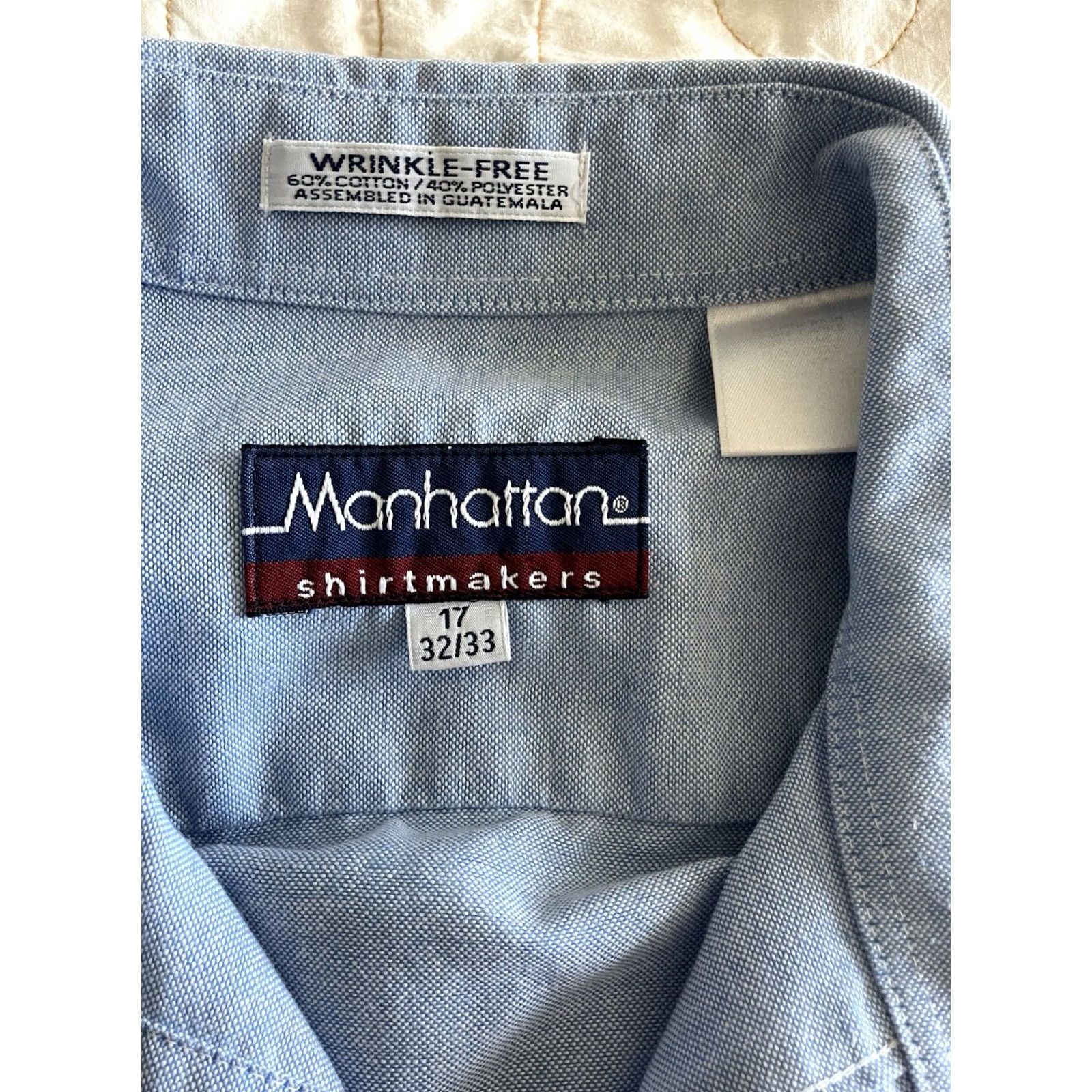 Vintage Manhattan Shirtmakers Shirt Men L Blue Cotton Knit Short Sleeve Embroidered Motorcycle Button-Up Casual Regular Size L Mens Size US L / EU 52-54 / 3 - 6 Thumbnail