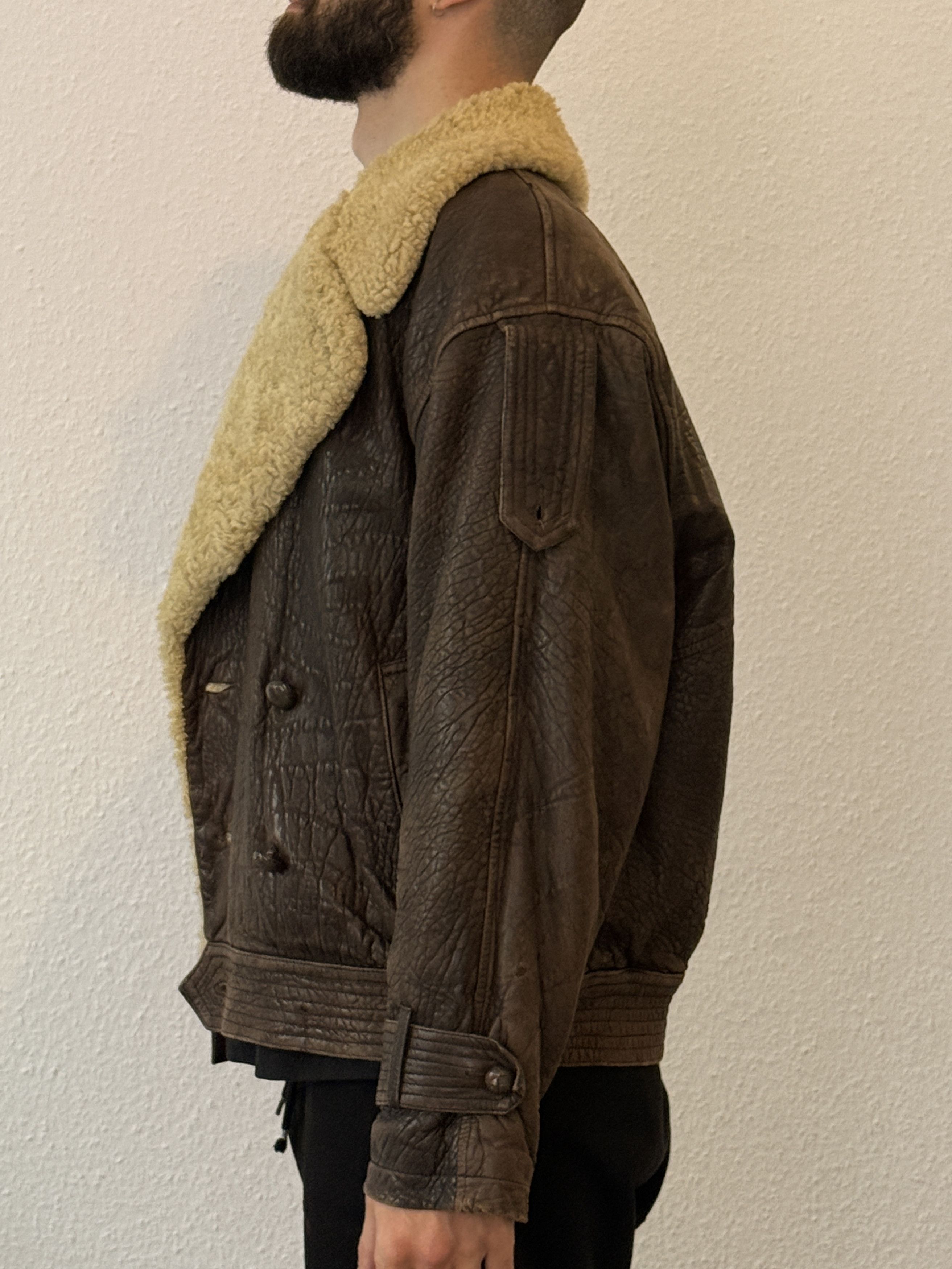 Yves Saint Laurent Vintage YSL Leather Shearling Aviator Bomber Jacket 70s/80s Size US M / EU 48-50 / 2 - 8 Thumbnail