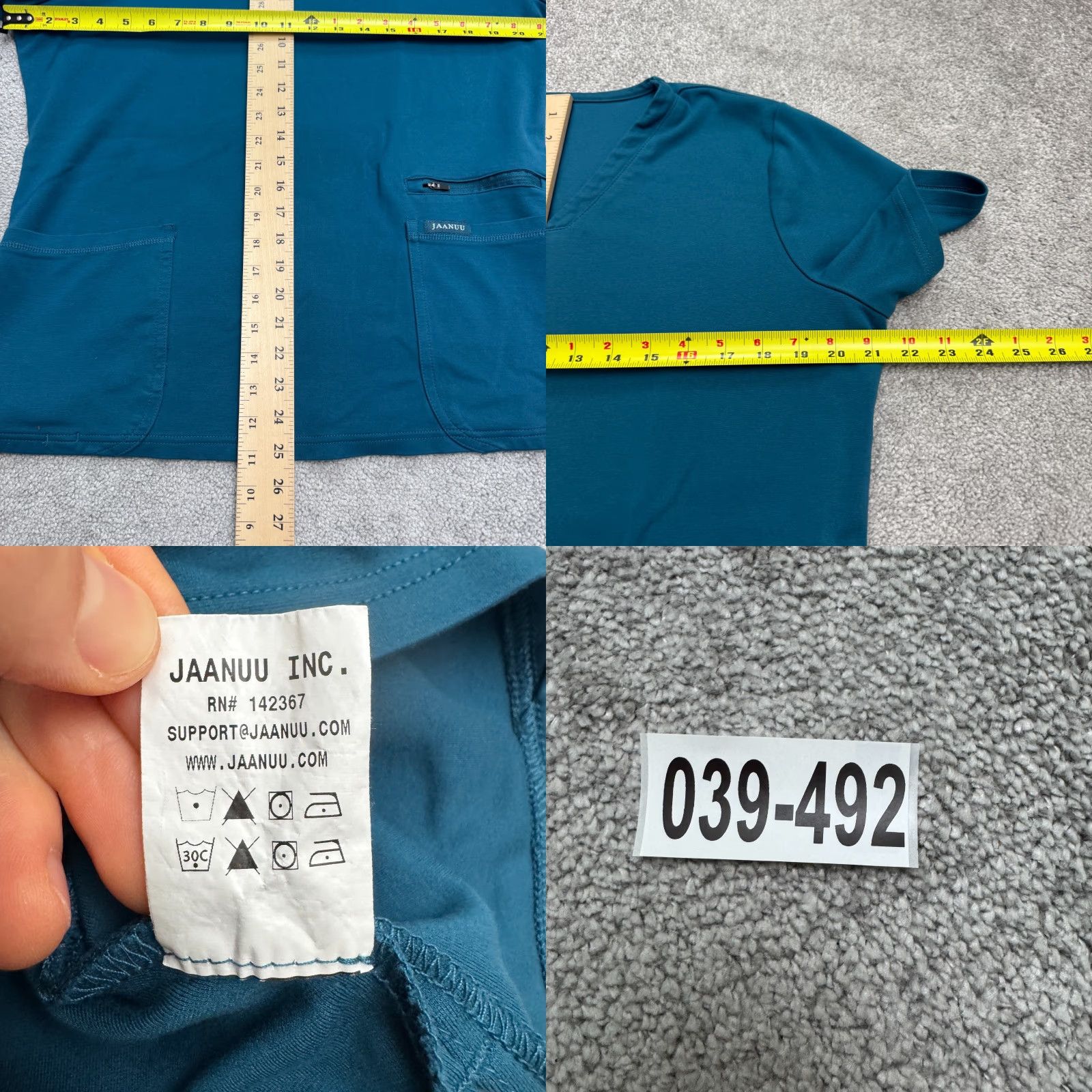 Altea Jaanuu Scrub Top Womens XL Teal Blue Gold Zip V-Neck Medical Uniform Workwear Size XL / US 12-14 / IT 48-50 - 9 Thumbnail