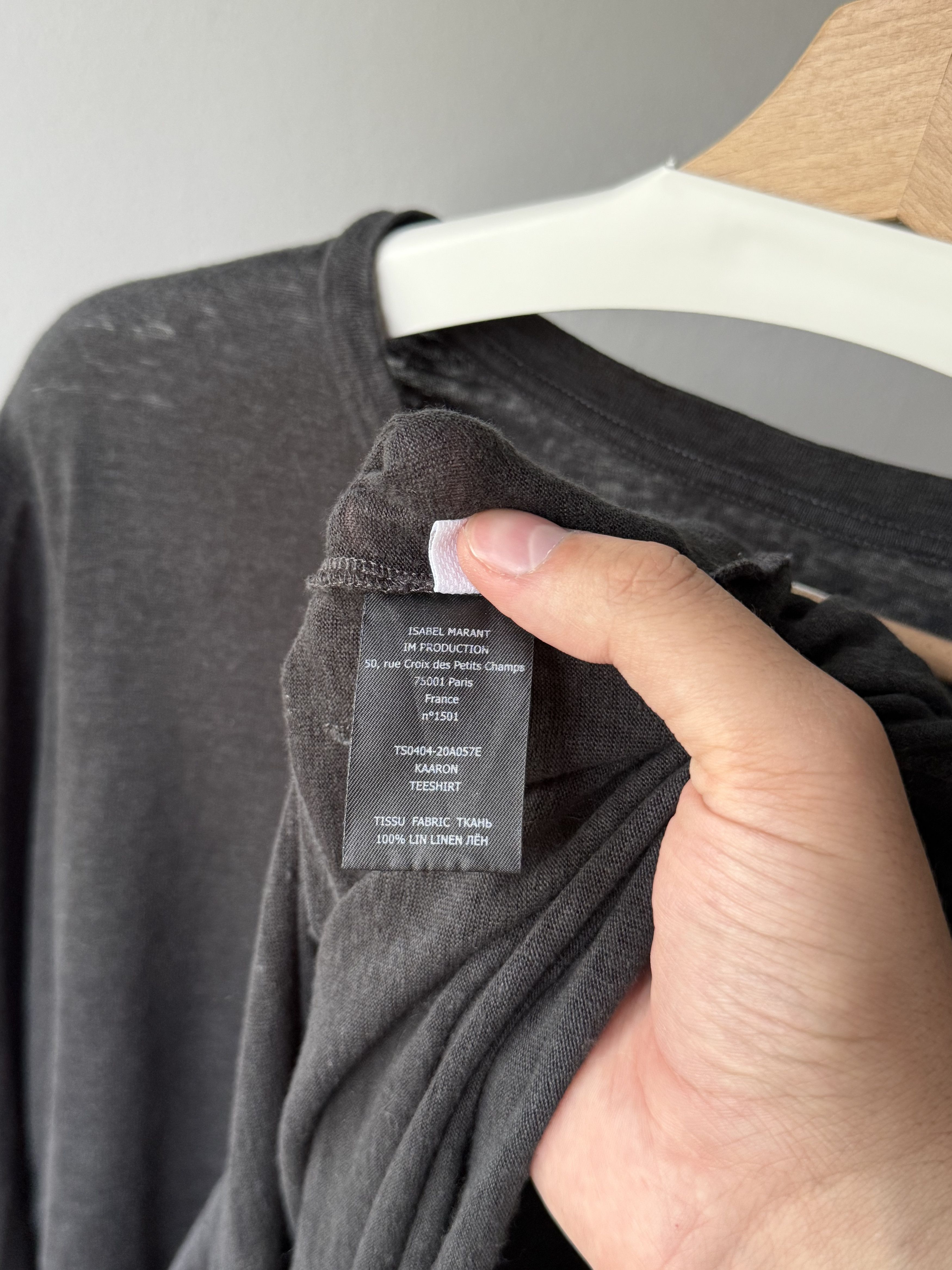 Isabel Marant Etoile Isabel Marant Etoile Kaaron Black Linen Long Sleeve T-Shirt Size L / US 10 / IT 46 - 10 Thumbnail