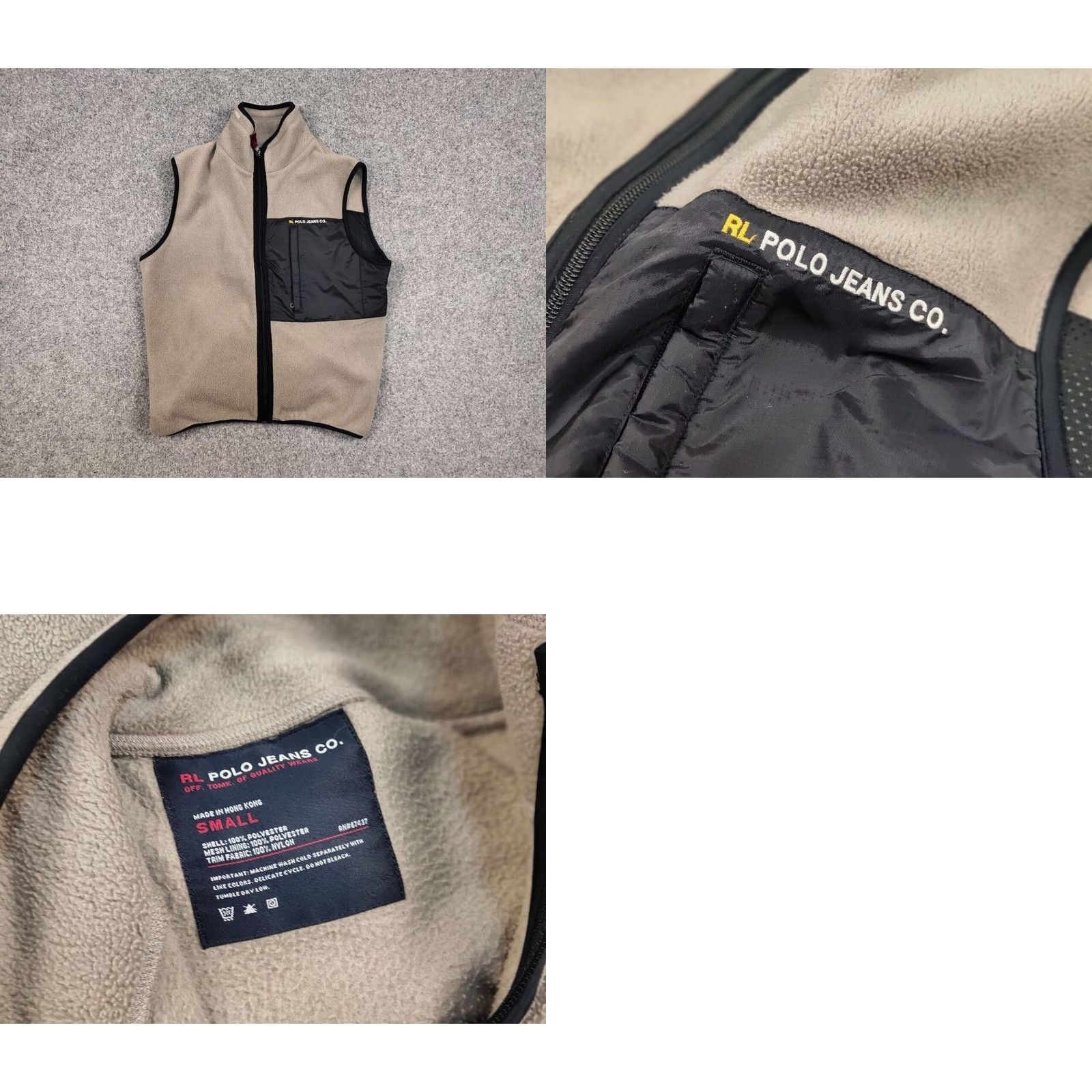 Ralph Lauren VINTAGE Ralph Lauren Polo Co Vest Casual Men S Beige Fleece Zip Removable Hood 90s Pattern Solid Size US S / EU 44-46 / 1 - 9 Thumbnail