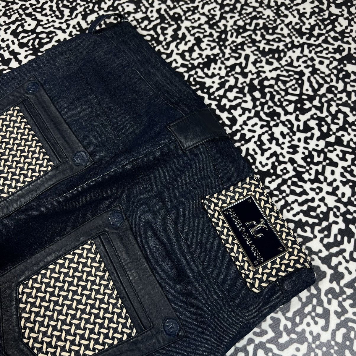 Angelo Galasso ANGELO GALASSO Denim Jeans Leather Pocket Luxury Rare Style Size US 34 / EU 50 - 6 Thumbnail