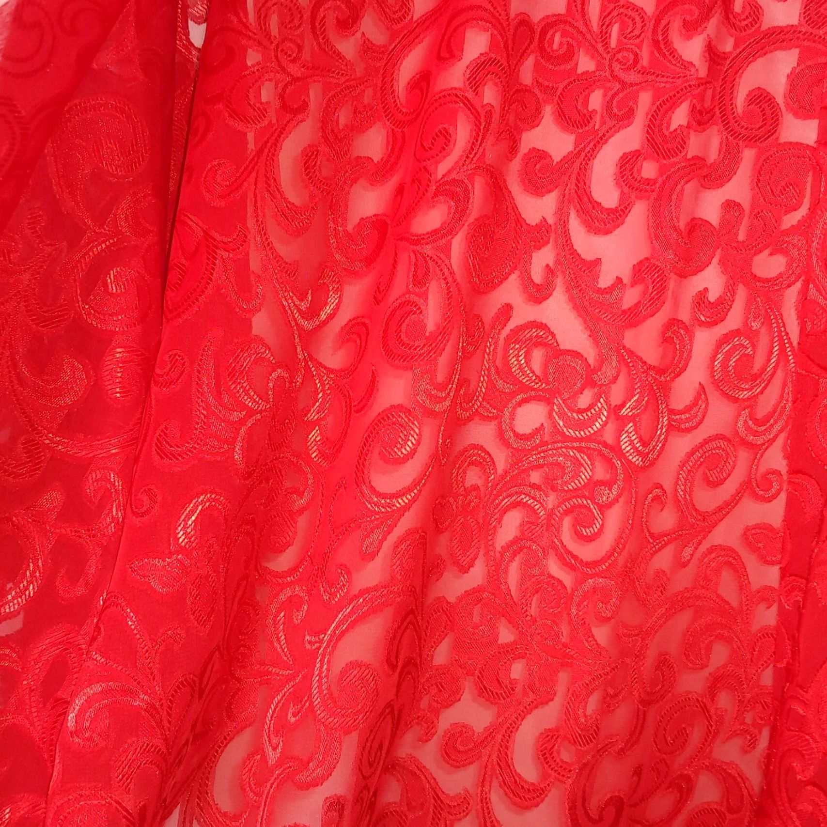 Vintage VINTAGE Lucie Ann II Womens L Kimono Robe Red Sheer Belted Eveningwear USA 1980s Mens/Womens Size ONE SIZE - 6 Thumbnail