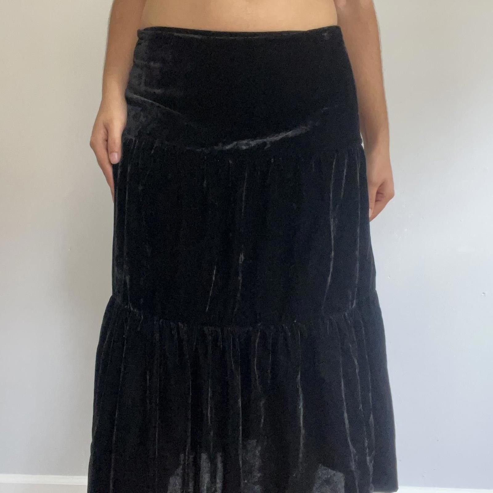 Other Black velvet tiered skirt Size 28" / US 6 / IT 42 - 5 Thumbnail