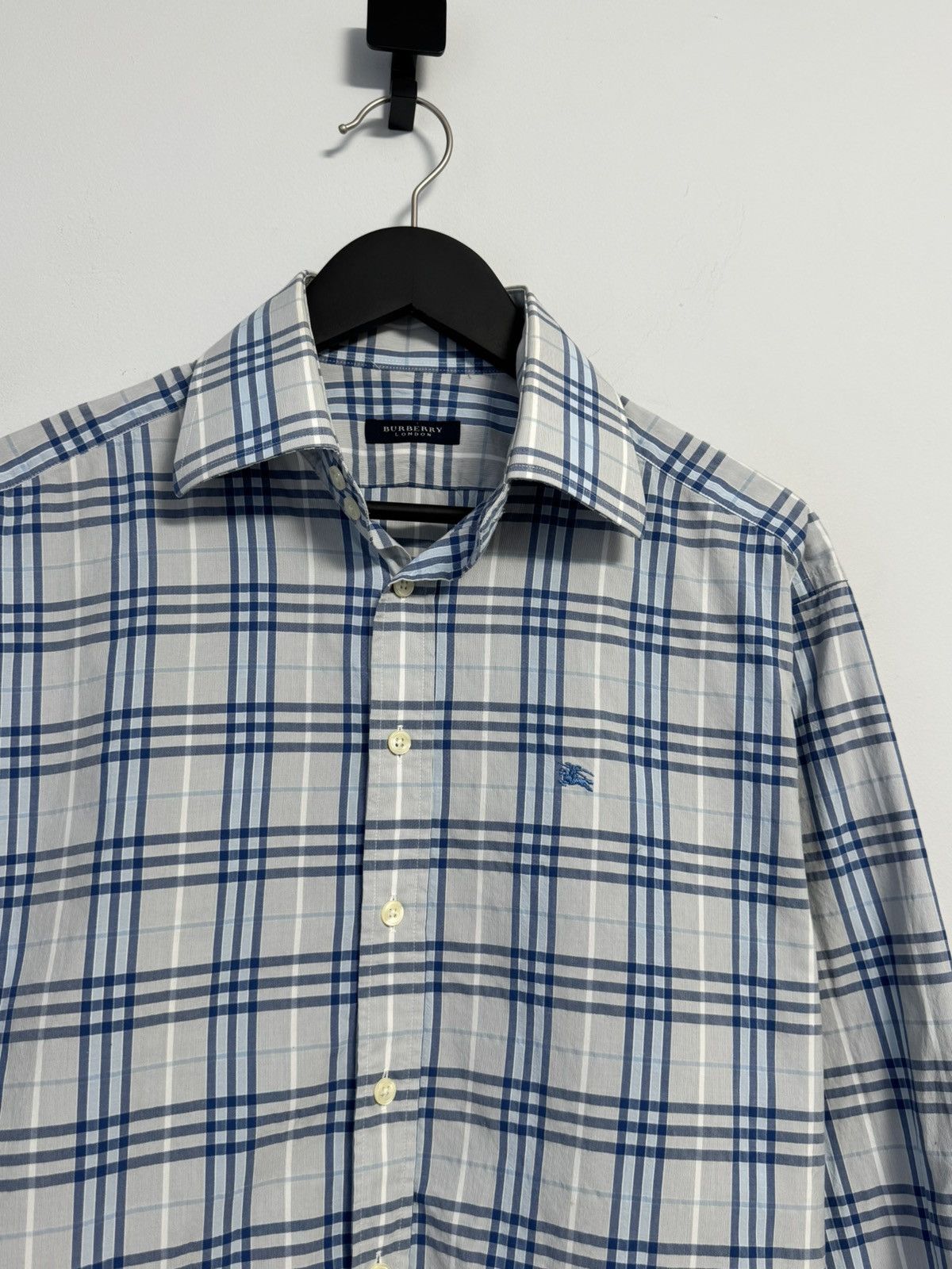 Burberry Vintage Burberry Nova Check Long Sleeve Blue Shirt Size US L / EU 52-54 / 3 - 2 Thumbnail