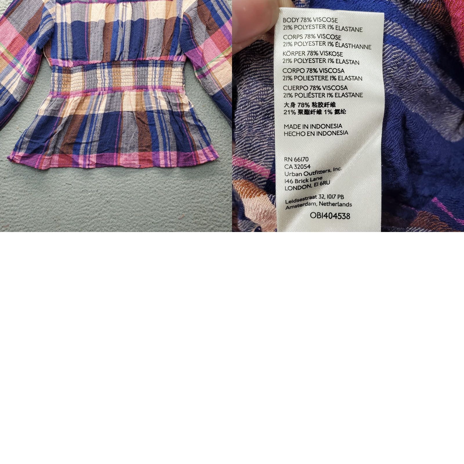 Vintage Pilcro Anthropologie Blouse Women's XS Multi Plaid Tie Waist V Neck Button Front Size XS / US 0-2 / IT 36-38 - 8 Thumbnail