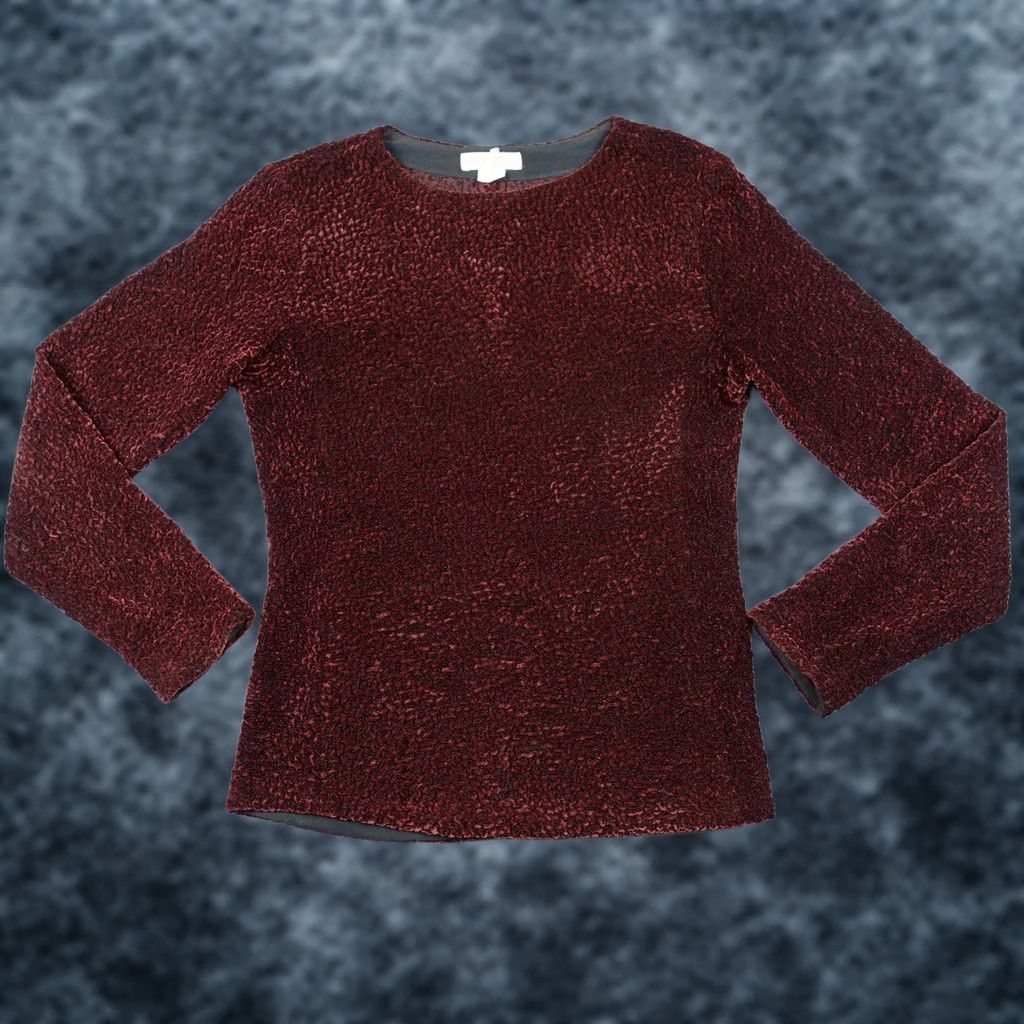 Velvet VINTAGE Harriet Selwyn Sweater Womens Medium Red Textured Velvet Pullover Top VT Size M / US 6-8 / IT 42-44 - 1 Thumbnail