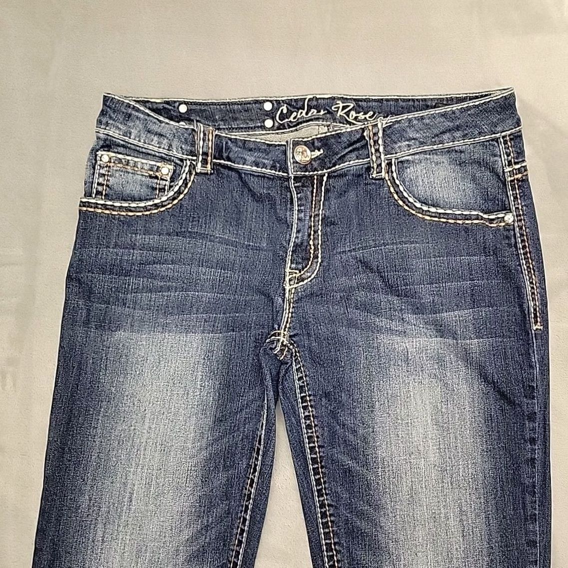 Vintage Cedar Rose Jeans Women 32x32 Blue Embroidered Western Cowboy Whip Stitch Bootcut Denim 5-Pocket Stretch Regular Rise Mid Blue Womens Size 24" / US 00 / IT 34 - 3 Thumbnail