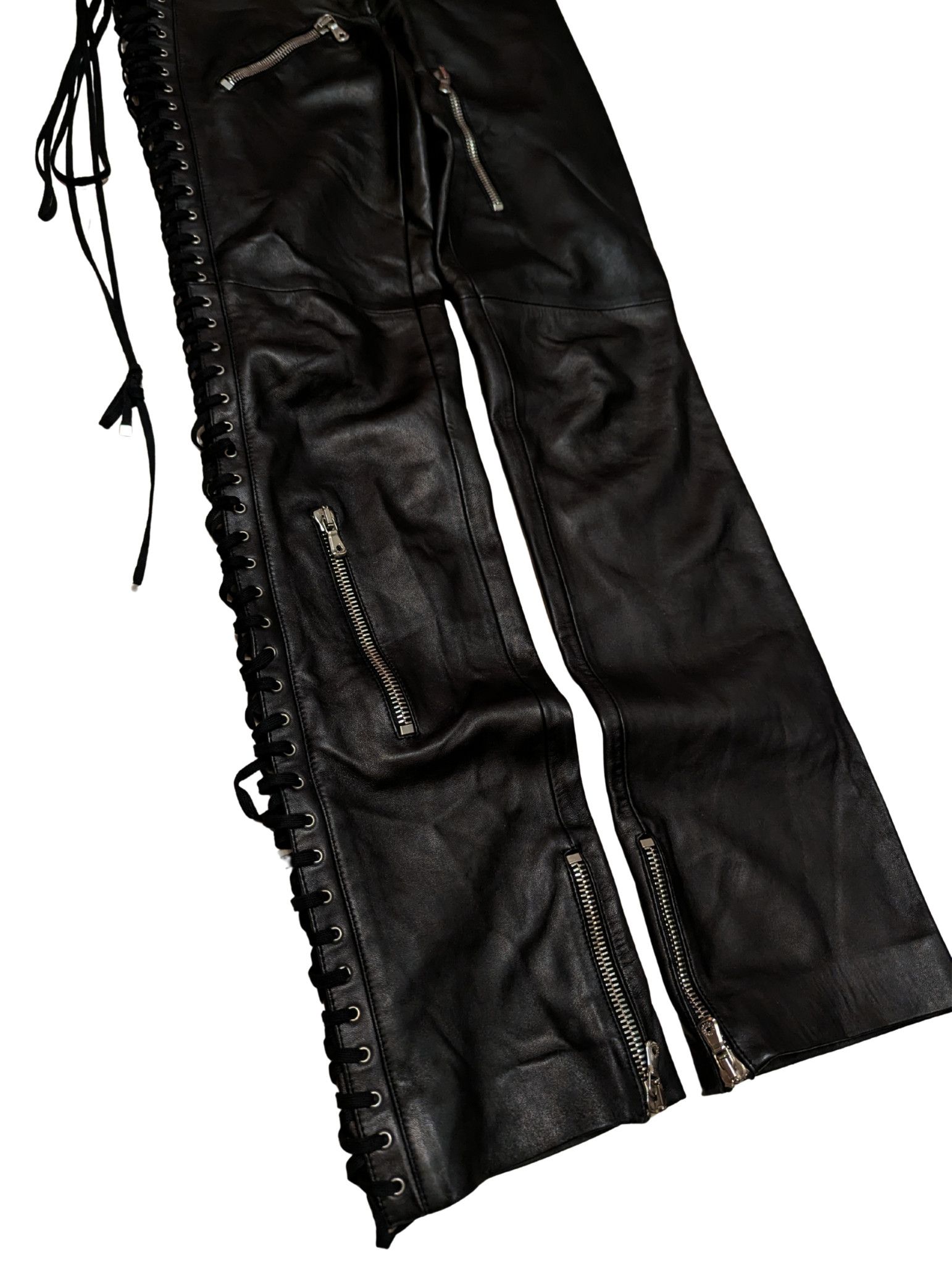 Dolce & Gabbana Vintage Dolce & Gabbana Leather Lace-Up Gothic Pants – Black Size 28" / US 6 / IT 42 - 5 Thumbnail
