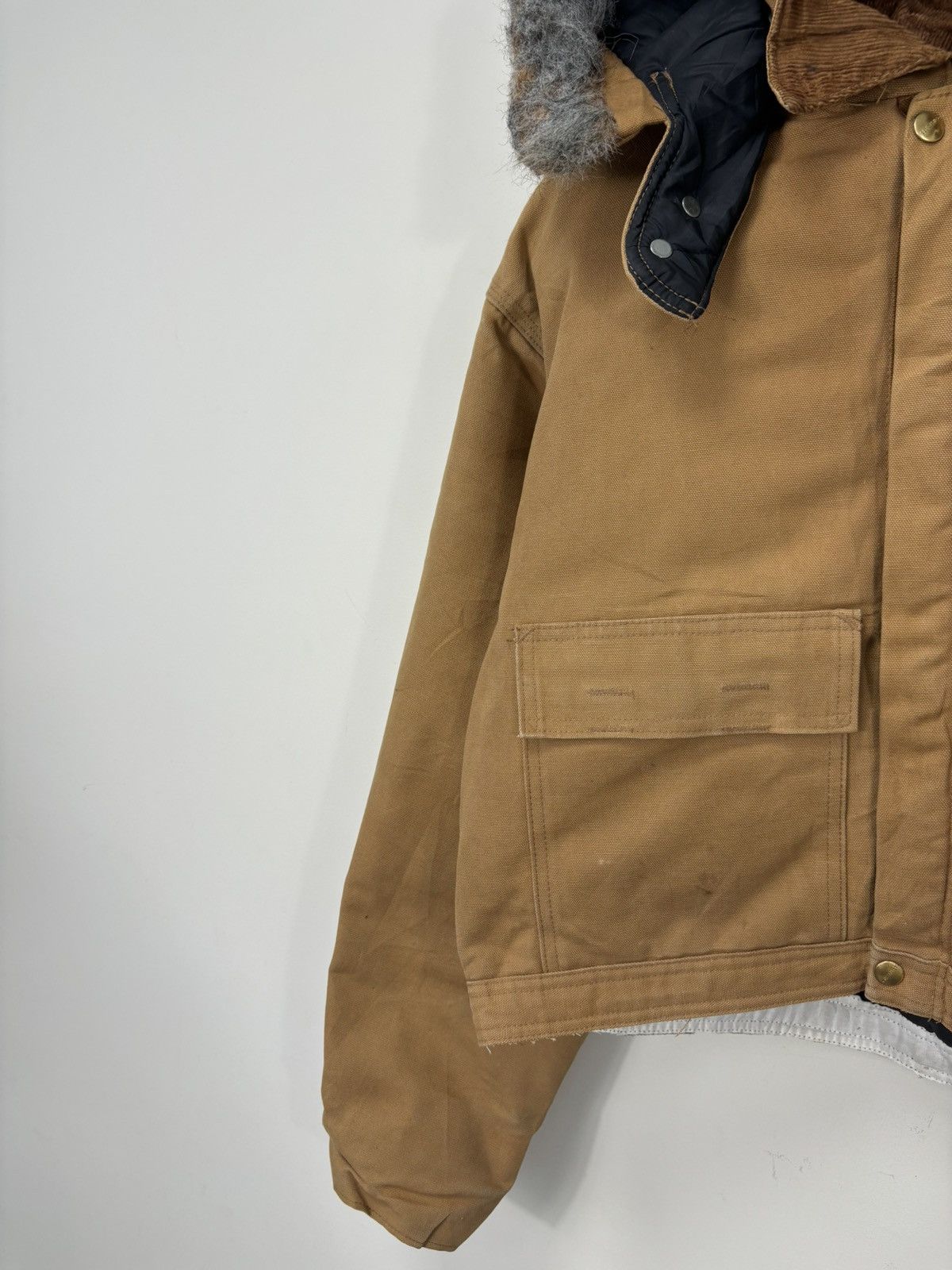 Carhartt Vintage 90s Carhartt USA Workwear Hooded Boxy Cropped Jacket Size US L / EU 52-54 / 3 - 3 Thumbnail