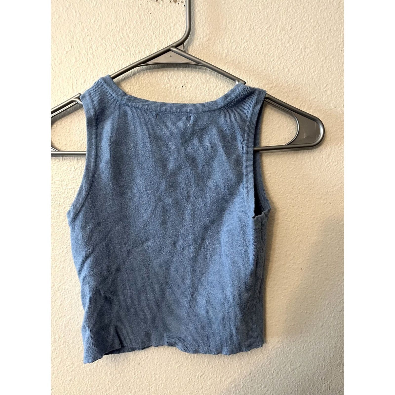 Vintage Kendall & Kylie Blue Knit Crop Tank Top Sleeveless Scoop Neck Small - Pre-owned Condition Size S / US 4 / IT 40 - 3 Thumbnail