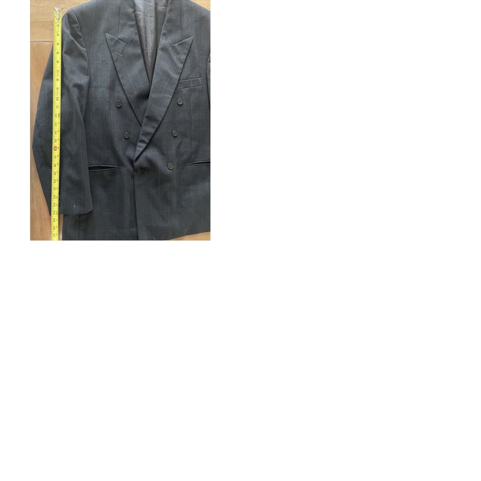 Oscar De La Renta Oscar de la Renta Men Blazer Jacket Sport Jacket Gray Windowpane 44R Notch Lapel Six-Button Six Button Double-Breasted Size 44R - 9 Thumbnail