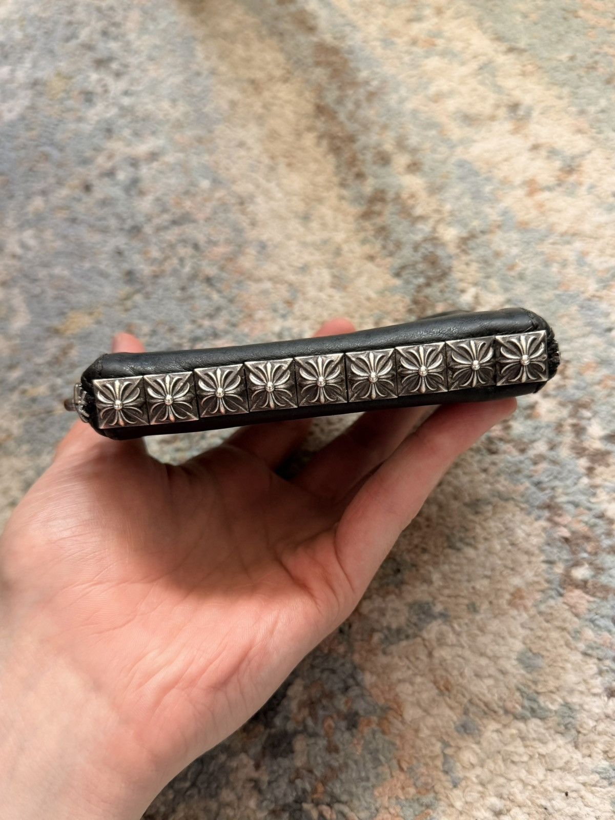 Chrome Hearts Chrome Hearts Pyramid Plus Studded Black Leather Zip Wallet Size ONE SIZE - 2 Thumbnail