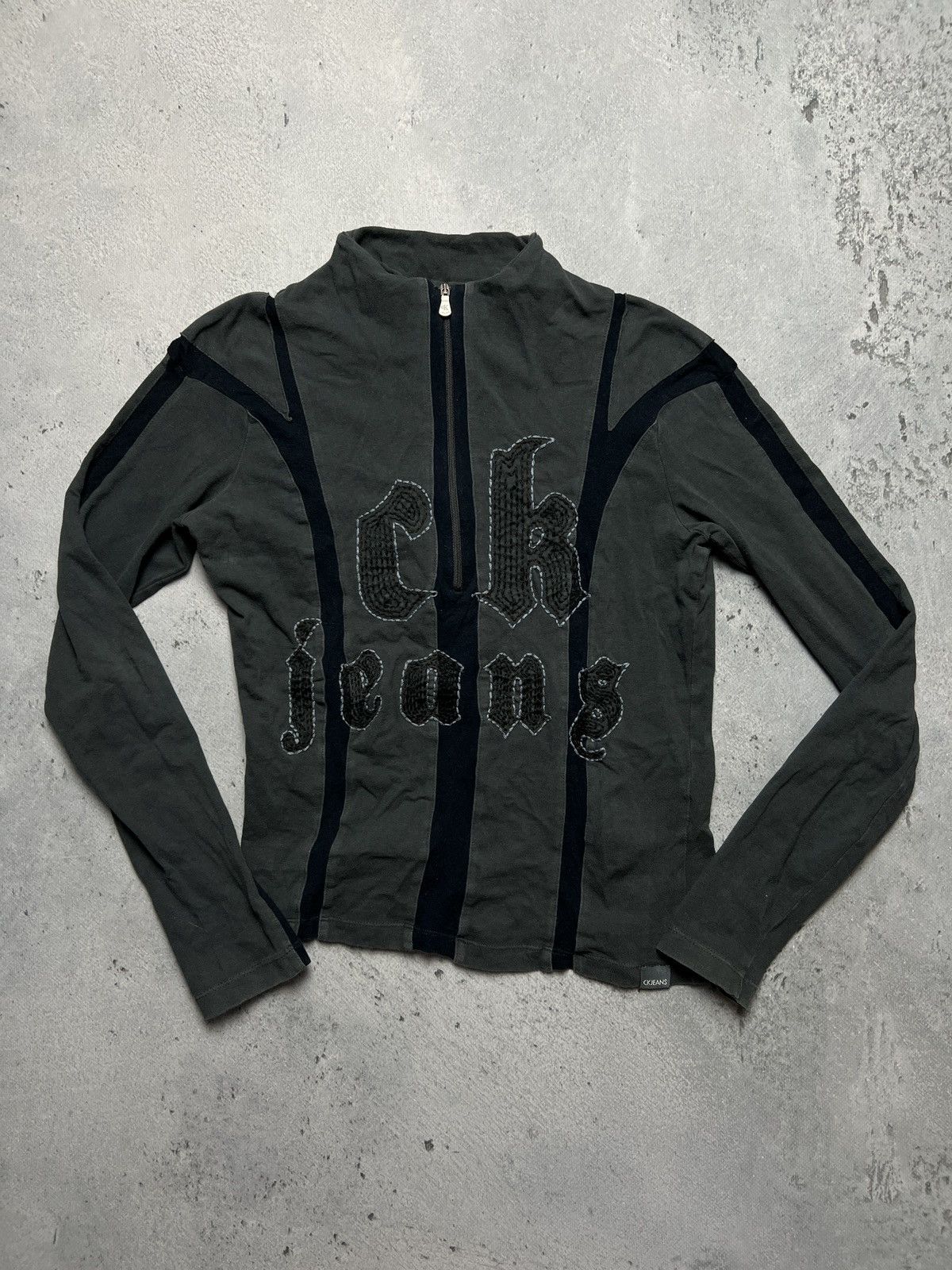 Calvin Klein Calvin Klein Jeans Half Zip-Up Y2K Washed Denim Sweater Size S / US 4 / IT 40 - 1 Thumbnail