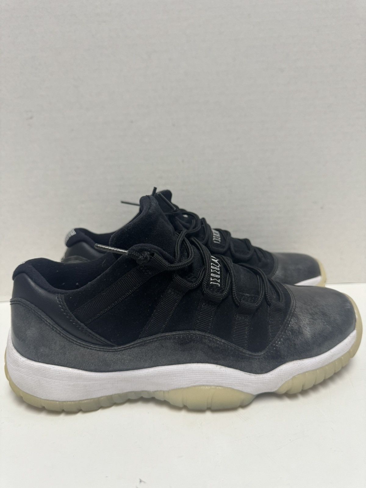 image of Nike Air Jordan 11 Retro Low Baron Black White Silver Size 6.5 Shoes, Men's