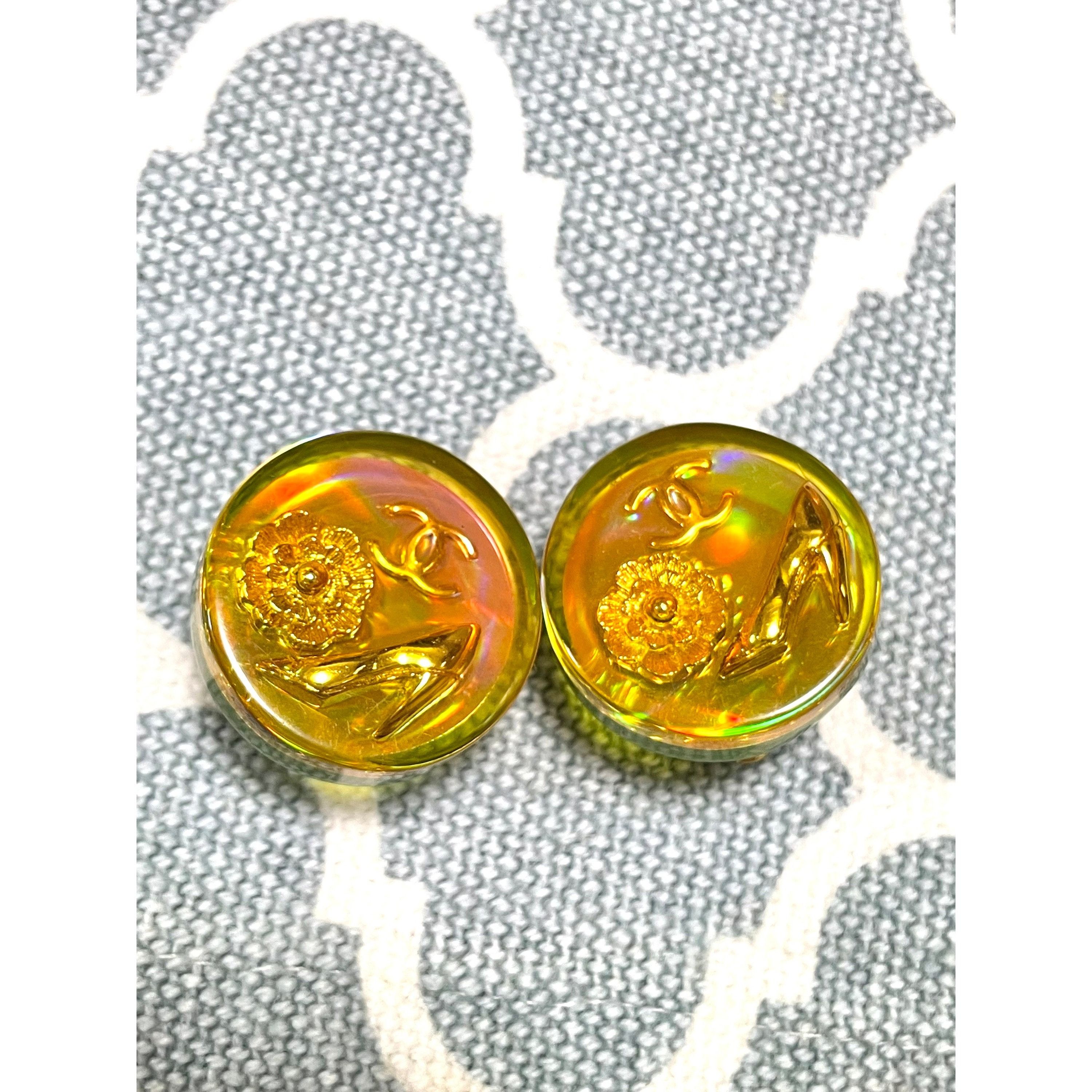 Chanel Vintage CHANEL yellow orange tone aurora resin earrings Size ONE SIZE - 2 Thumbnail