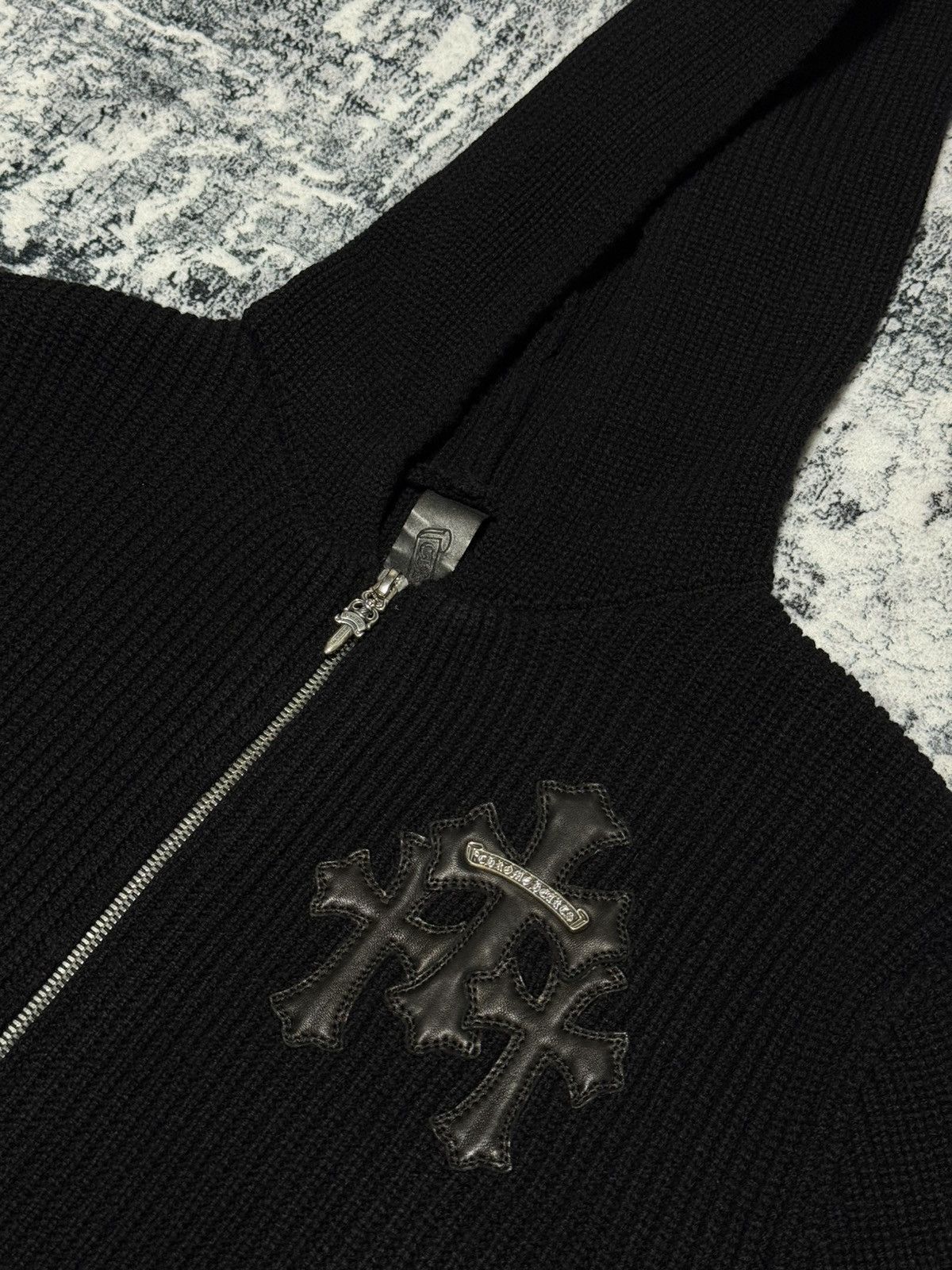 Chrome Hearts Cemetery Cross Patch Zip Up Cashmere Knit Hoodie Size US L / EU 52-54 / 3 - 3 Thumbnail