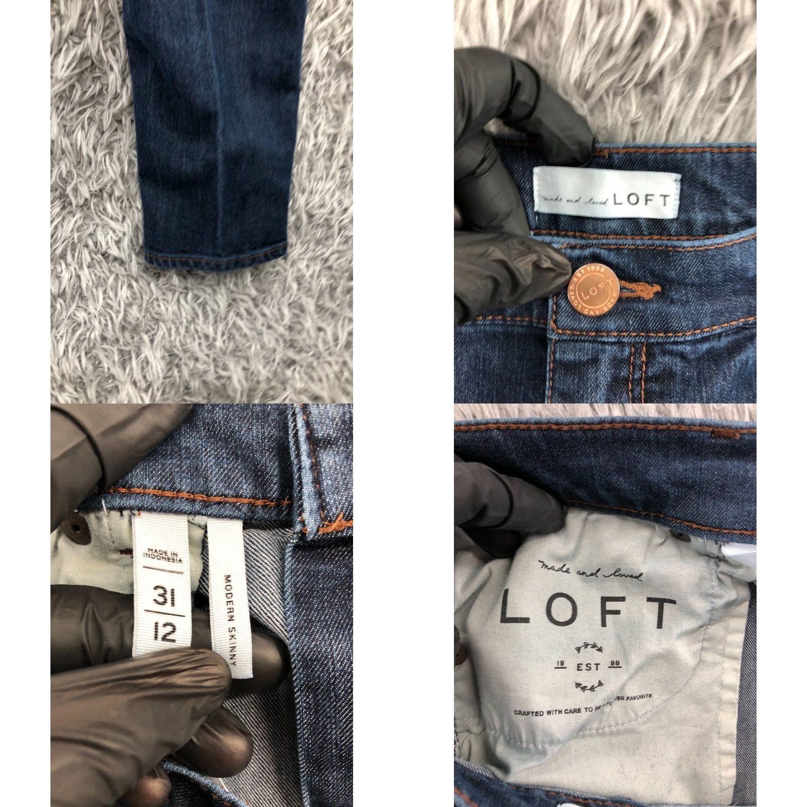 Loft LOFT Jeans Skinny 12 Womens Dark Blue Denim 5-Pocket Mid Rise Regular Fit Size 34" / US 12 / IT 48 - 8 Thumbnail