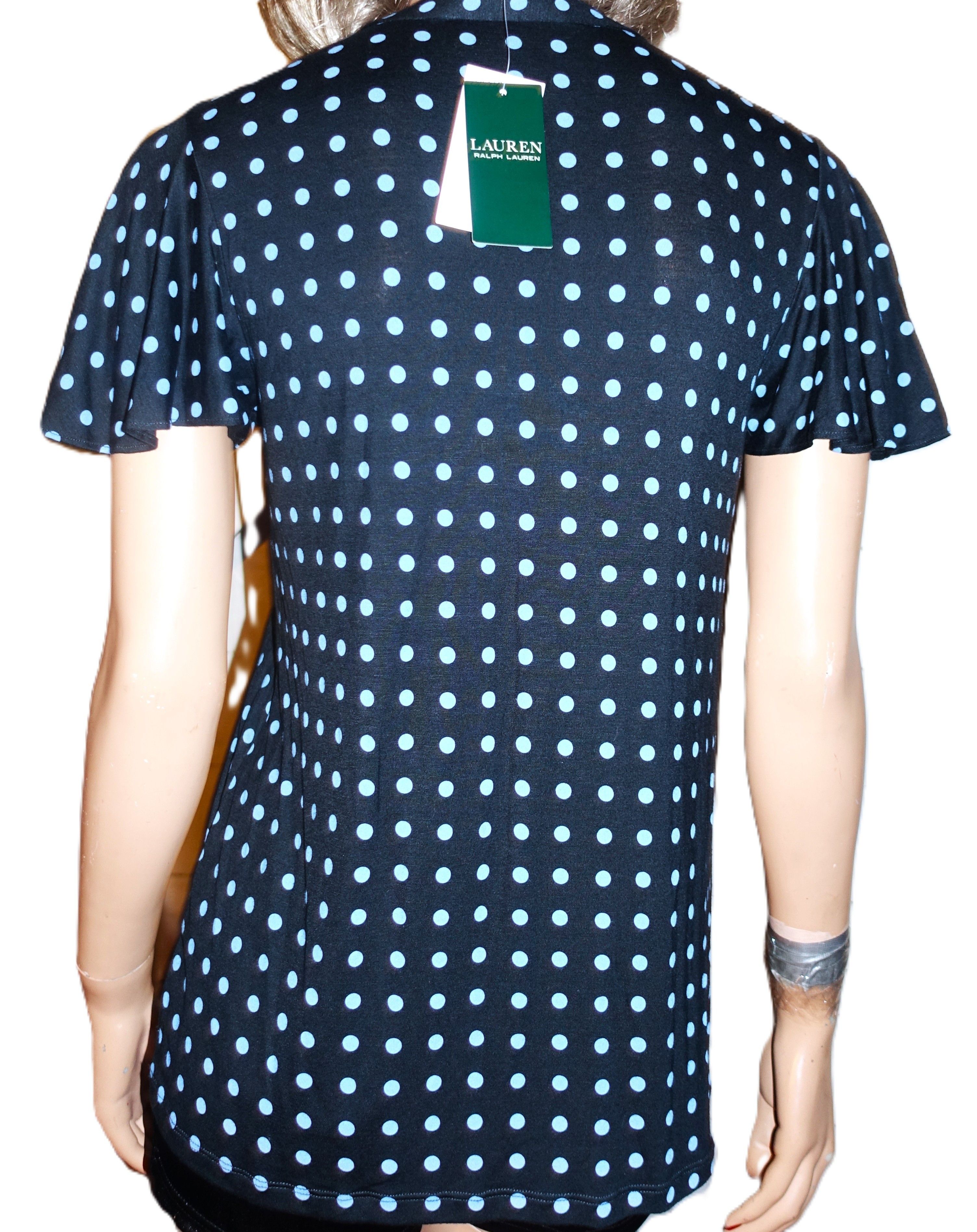 Ralph Lauren Lauren Ralph Lauren Navy Blue Polka Dot Blouse SP NWT $80 Size S / US 4 / IT 40 - 6 Thumbnail