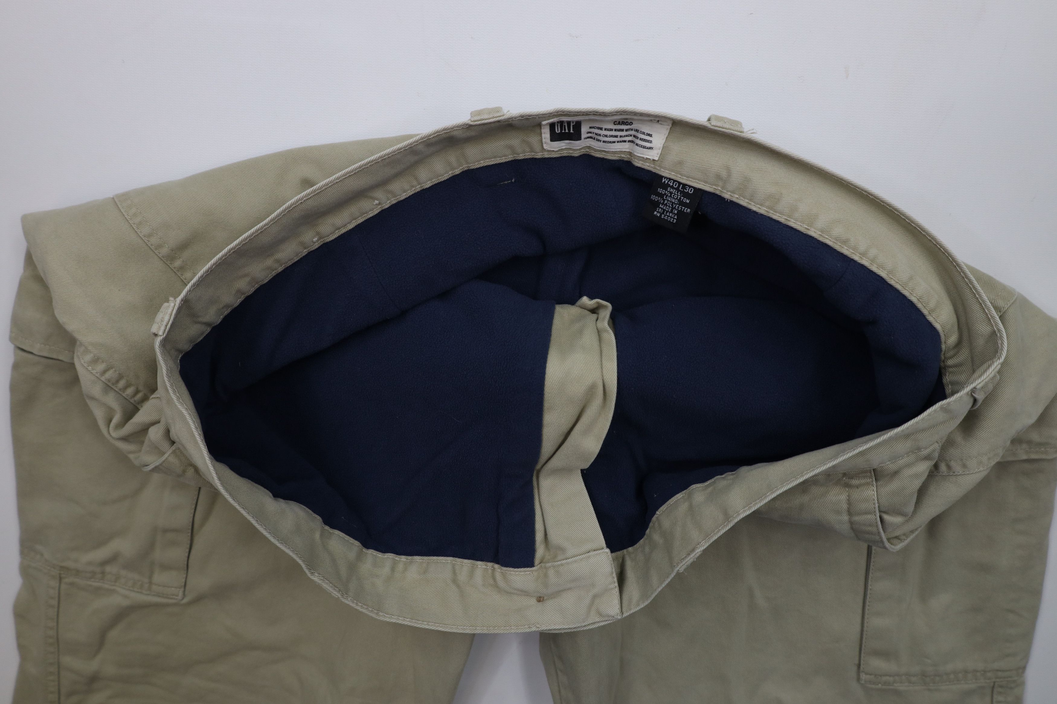 Gap × Vintage Vintage 90s Y2K Gap Fleece Lined Wide Leg Cargo Pants Beige Size US 40 / EU 56 - 8 Thumbnail