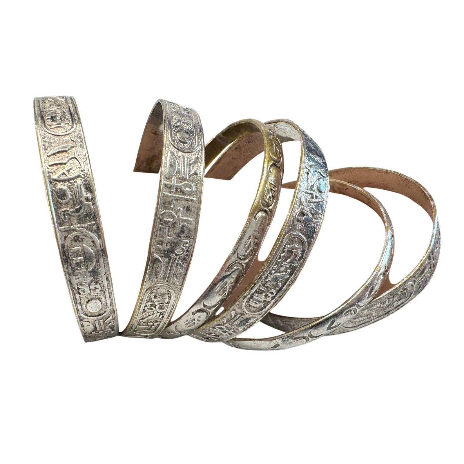 Other Symbol Etched Silverplated Bangle bracelets Stamped MEXICO Size ONE SIZE - 17 Thumbnail