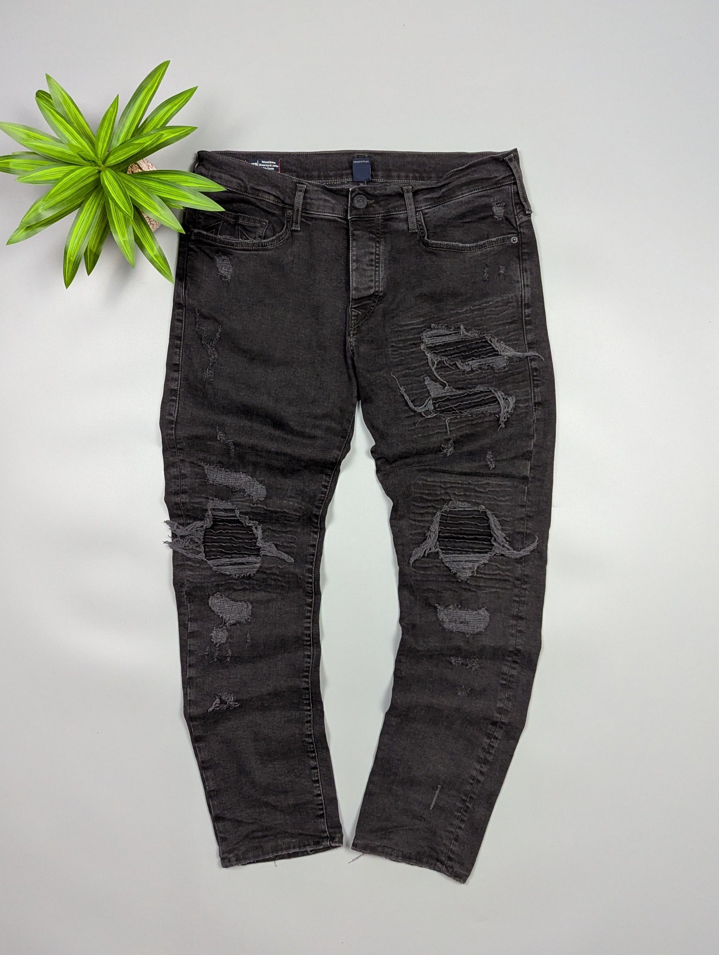 True Religion Rocco Mens Skinny Distressed Ripstop Jeans W34