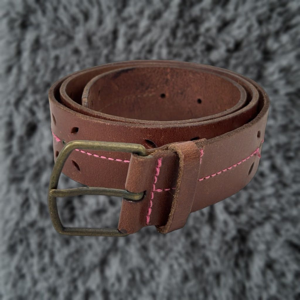 American Eagle Outfitters VINTAGE American Eagle Belt Women Size S 1.5” Wide Brown Floral Stitching Y2K Womens Size ONE SIZE - 1 Thumbnail