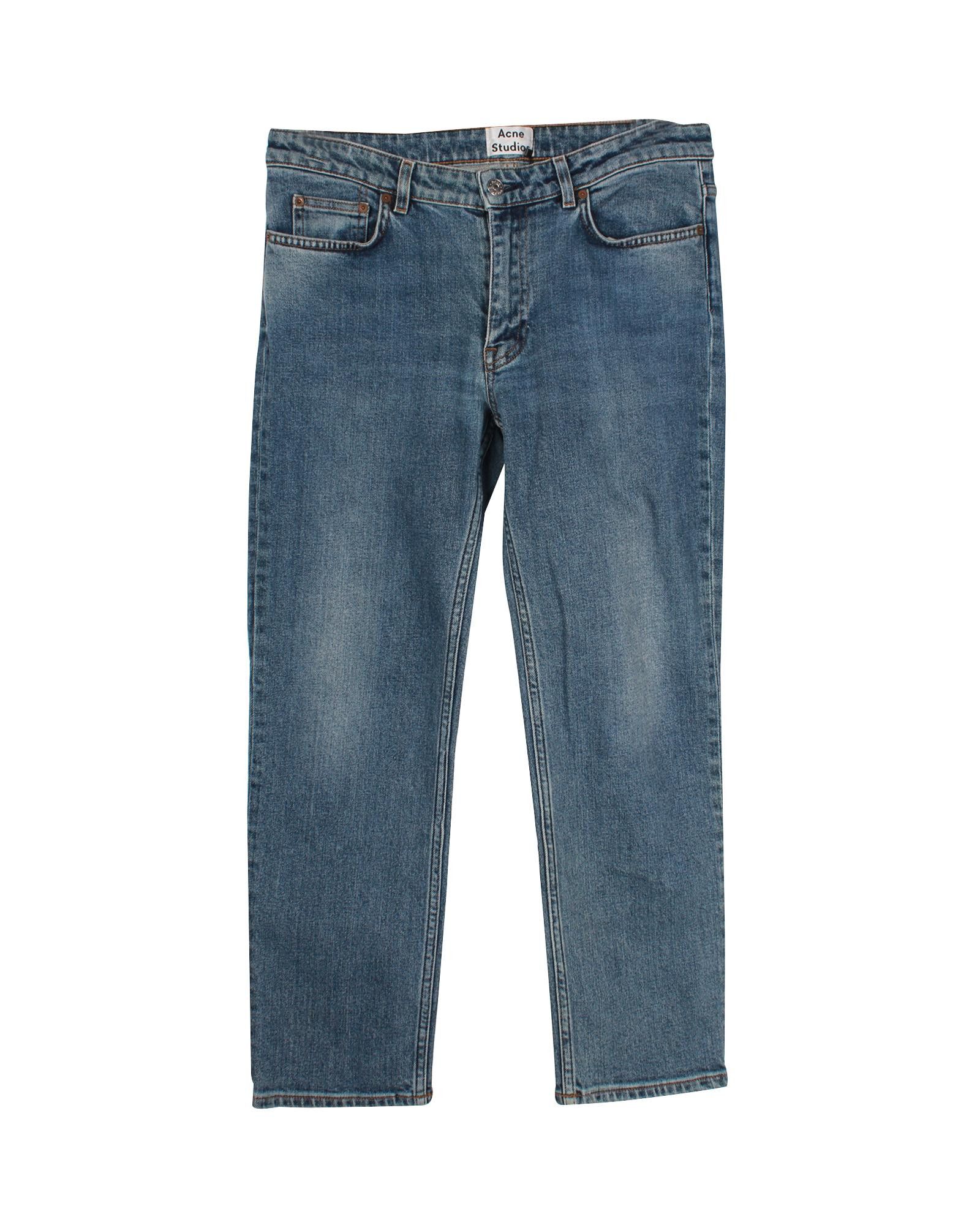image of Acne Studios Classic Blue Cotton Denim Straight Cut Jeans With Five Pockets, Women's (Size 28)