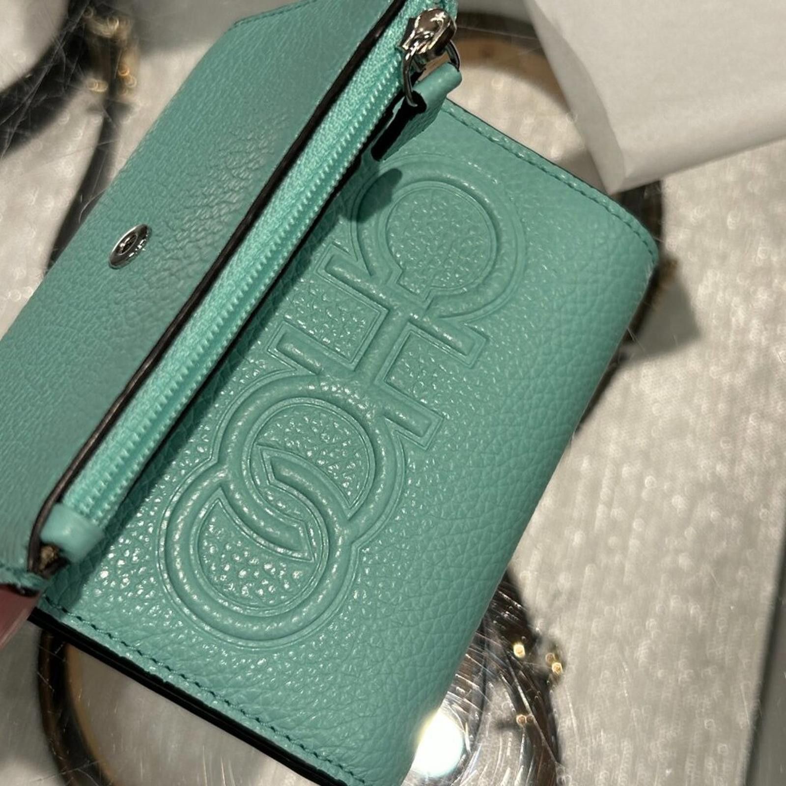 Jimmy Choo NWT Jimmy Choo Loni Embossed Jade Leather Trifold Wallet Size ONE SIZE - 4 Thumbnail