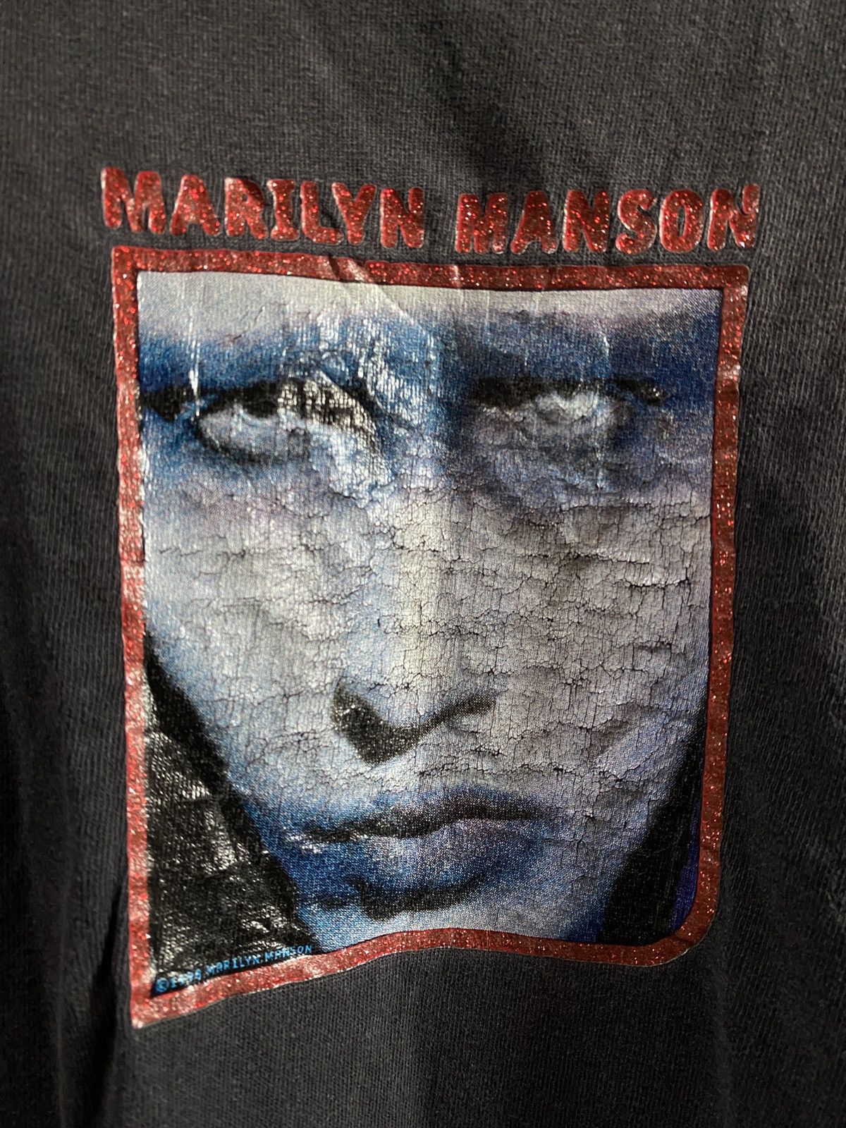 Band Tees × Marilyn Manson × Vintage RARE Vintage 1997 Marilyn Manson Band Tshirt ringer Size US XL / EU 56 / 4 - 6 Thumbnail