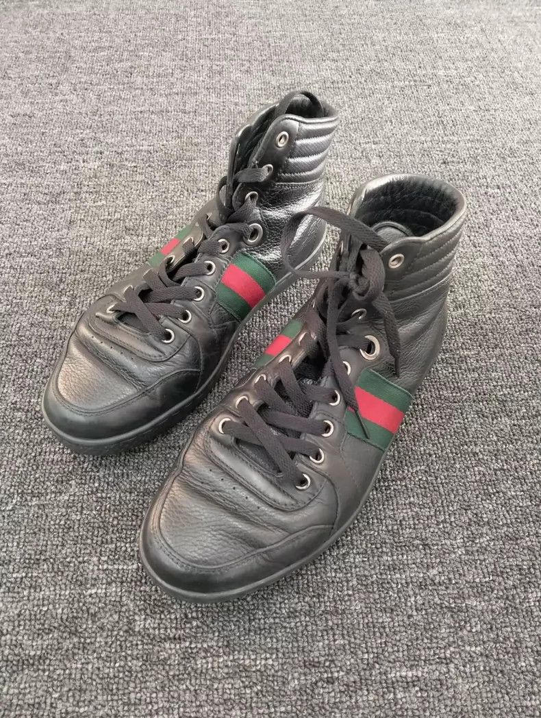 Gucci Gucci High-Top Leather Sneakers - dmc Size US 9.5 / EU 42-43 - 1 Thumbnail