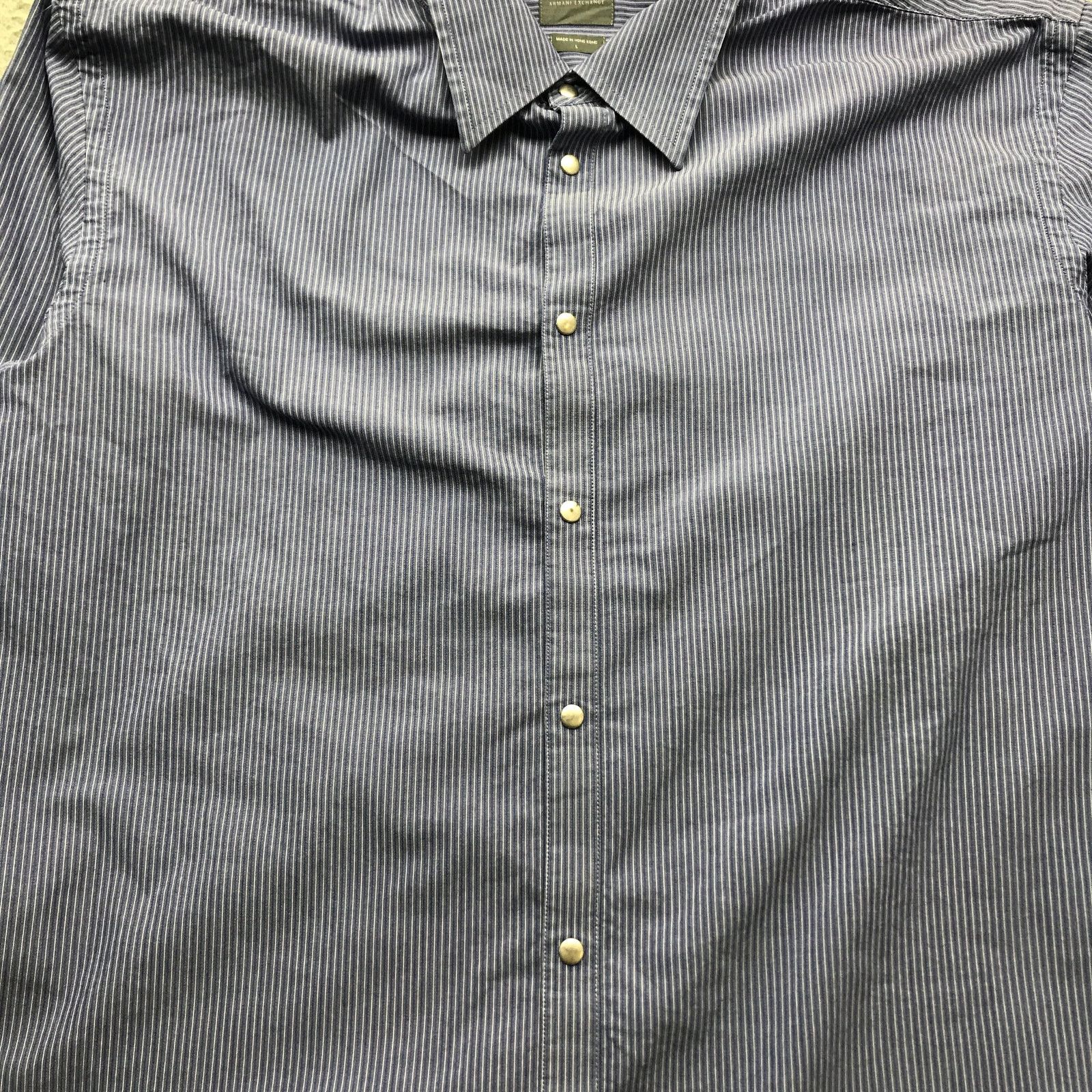 Armani Exchange Armani Exchange Button Up Dress Shirt Mens L Pinstripe Blue Size US L / EU 52-54 / 3 - 9 Thumbnail