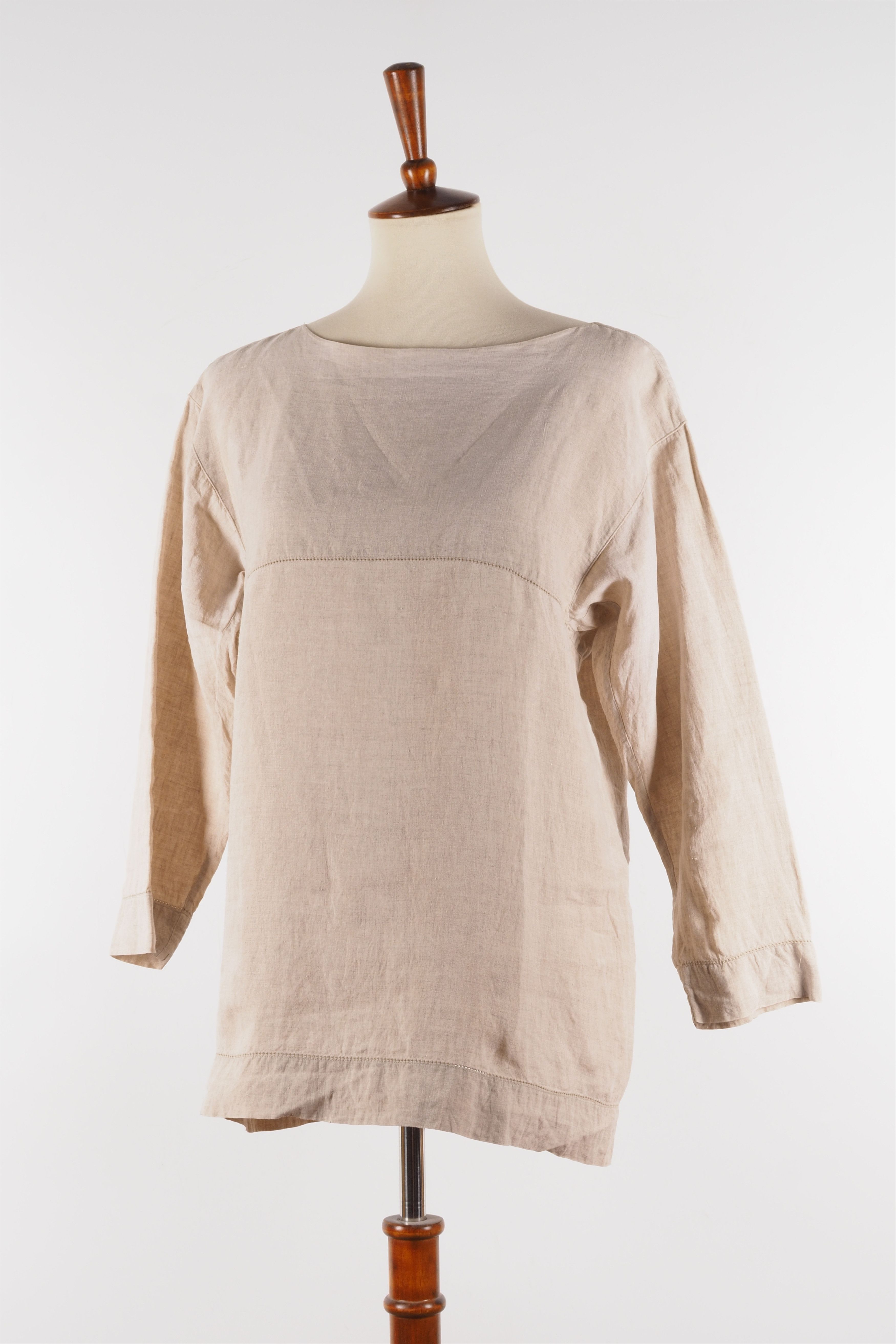 Issey Miyake Issey Miyake Vintage Beige Linen 3/4 Sleeve Blouse Top Size S / US 4 / IT 40 - 4 Thumbnail