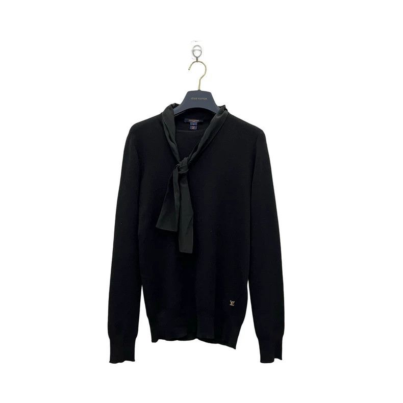 Louis Vuitton Louis Vuitton Black knit silk ribbon long sleeves Size L / US 10 / IT 46 - 1 Thumbnail