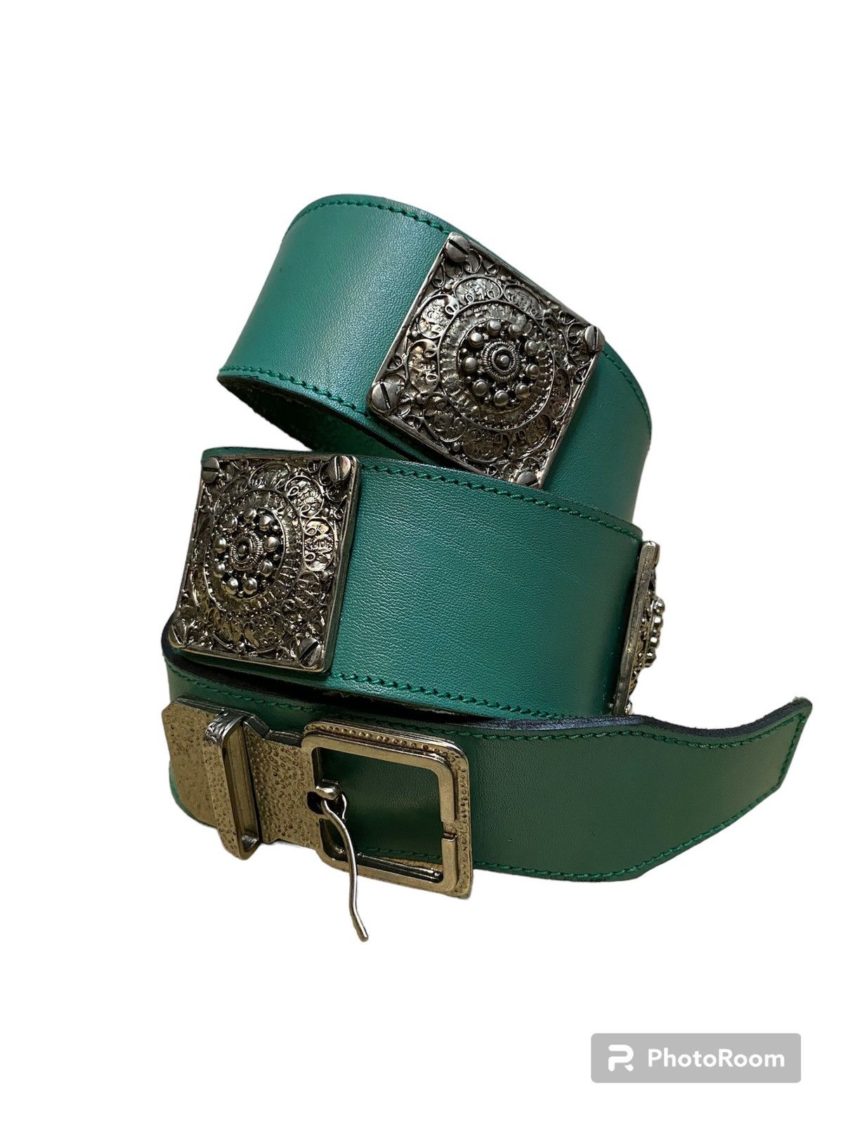 Designer Leather Studded Belt Spazio Italia Size ONE SIZE - 2 Thumbnail